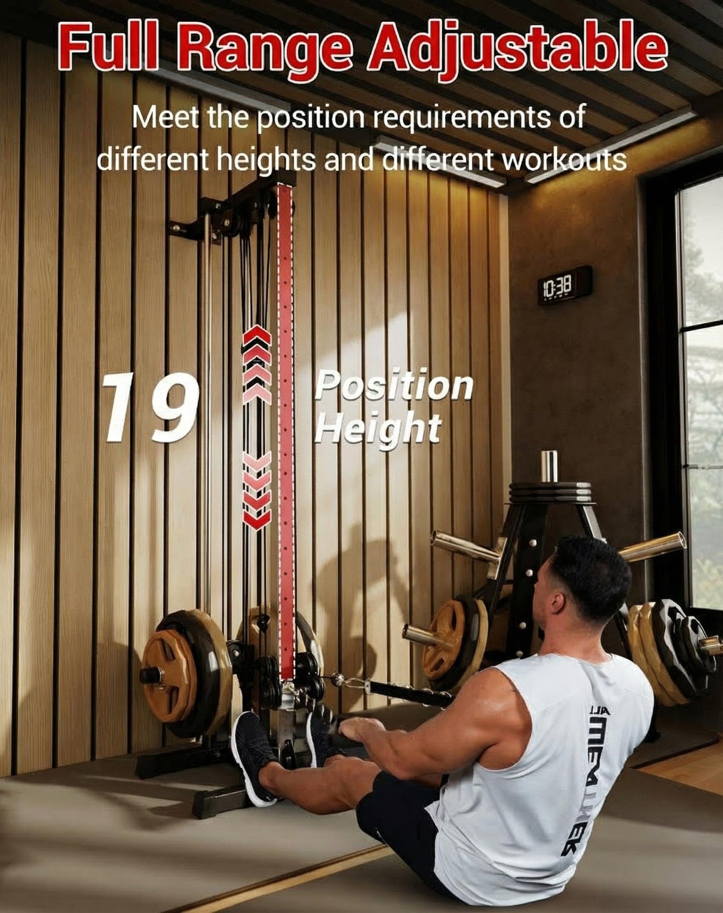 Wall Mount Cable Station – Dual Pulley Cable Crossover Machine with 18 Adjustable Positions, 400LBS Capacity Functional Trainer for Home Gym Strength Training