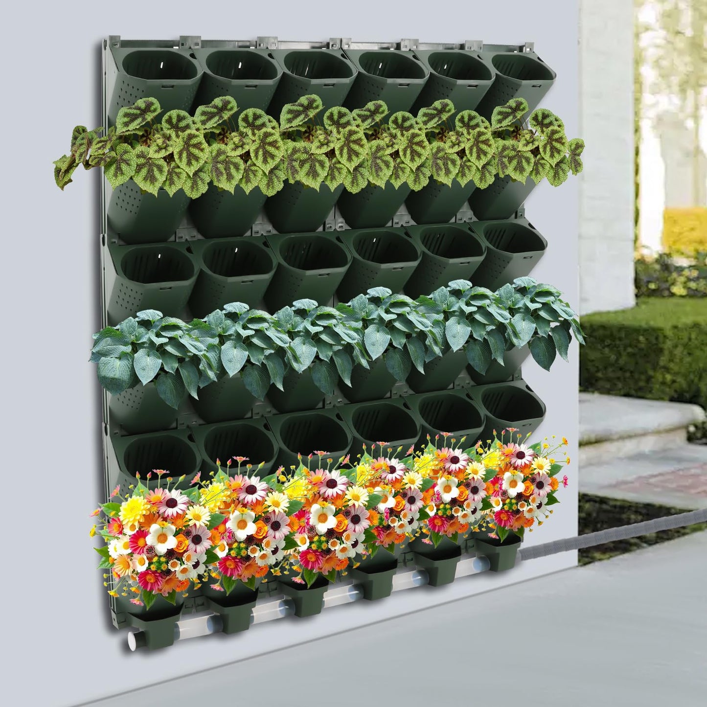 Mlonausz 6 Row 36 Planter Wall Mounted Garden Planter Vertical Garden Self-Watering