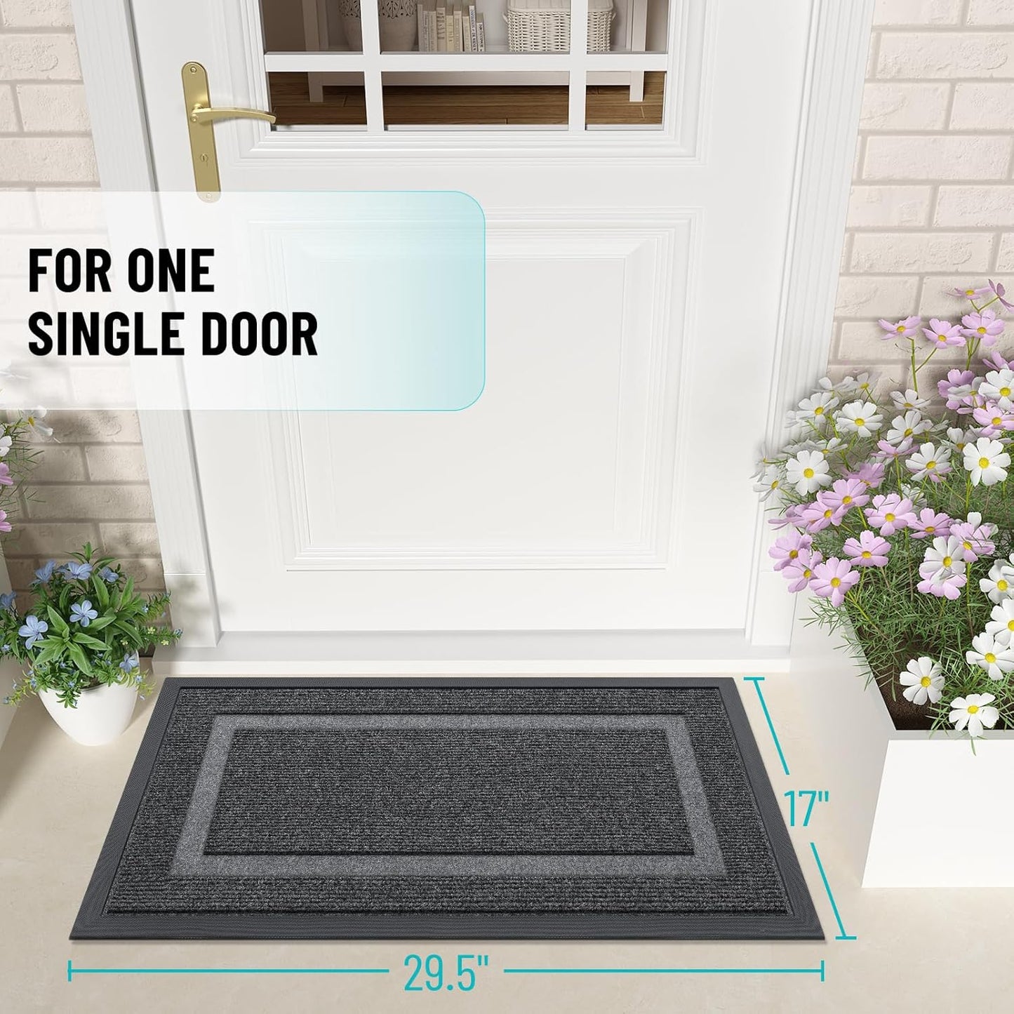 OLANLY Indoor Outdoor Front Door Mat - Waterproof, All-Season, Easy Clean | 29.5x17 Inches, Grey