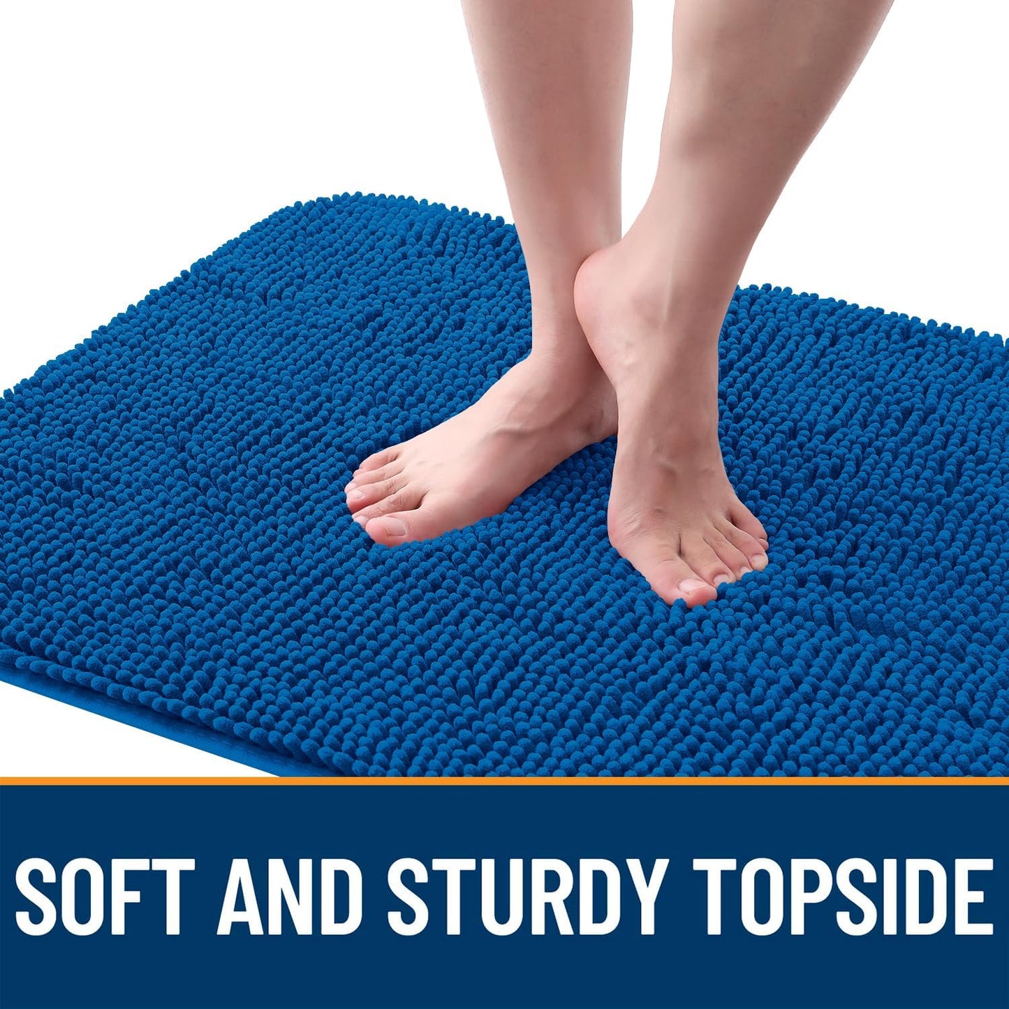 OLANLY Dog Door Mat - Absorbent Non-Slip Washable Doormat for Muddy Paws | 47x24 Deep Navy Blue