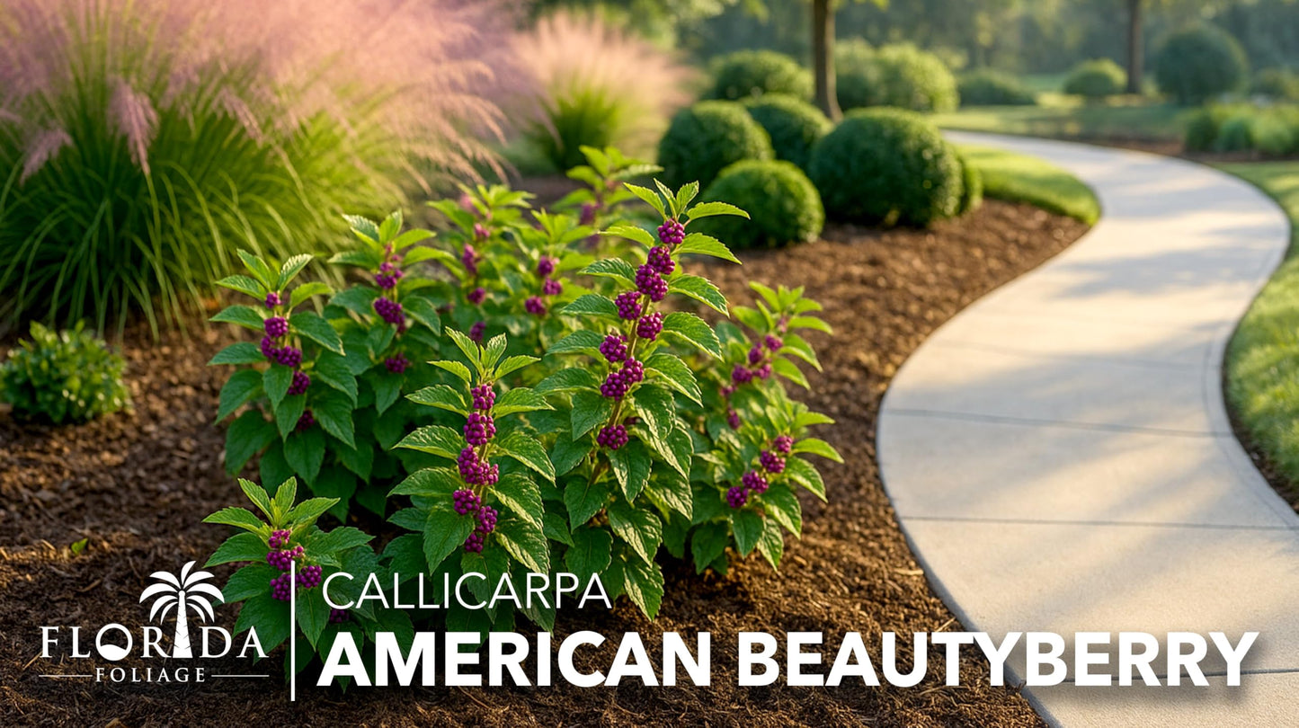 American Beautyberry | 20 Live Plants | Callicarpa Americana | Drought-Tolerant, Vibrant Purple Berries, Attracts Birds & Butterflies | Easy to Grow