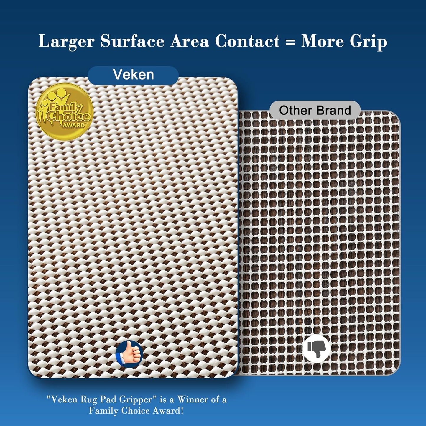 Veken Rug Pad Gripper - Non-Slip Thick Pads for Hardwood & Tile Floors | 4x5 Ft Anti-Skid Mat