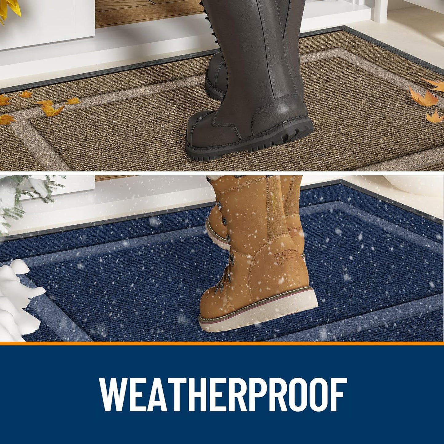 OLANLY Indoor Outdoor Front Door Mat - Waterproof, All-Weather, Easy Clean | 35x23, Light Brown