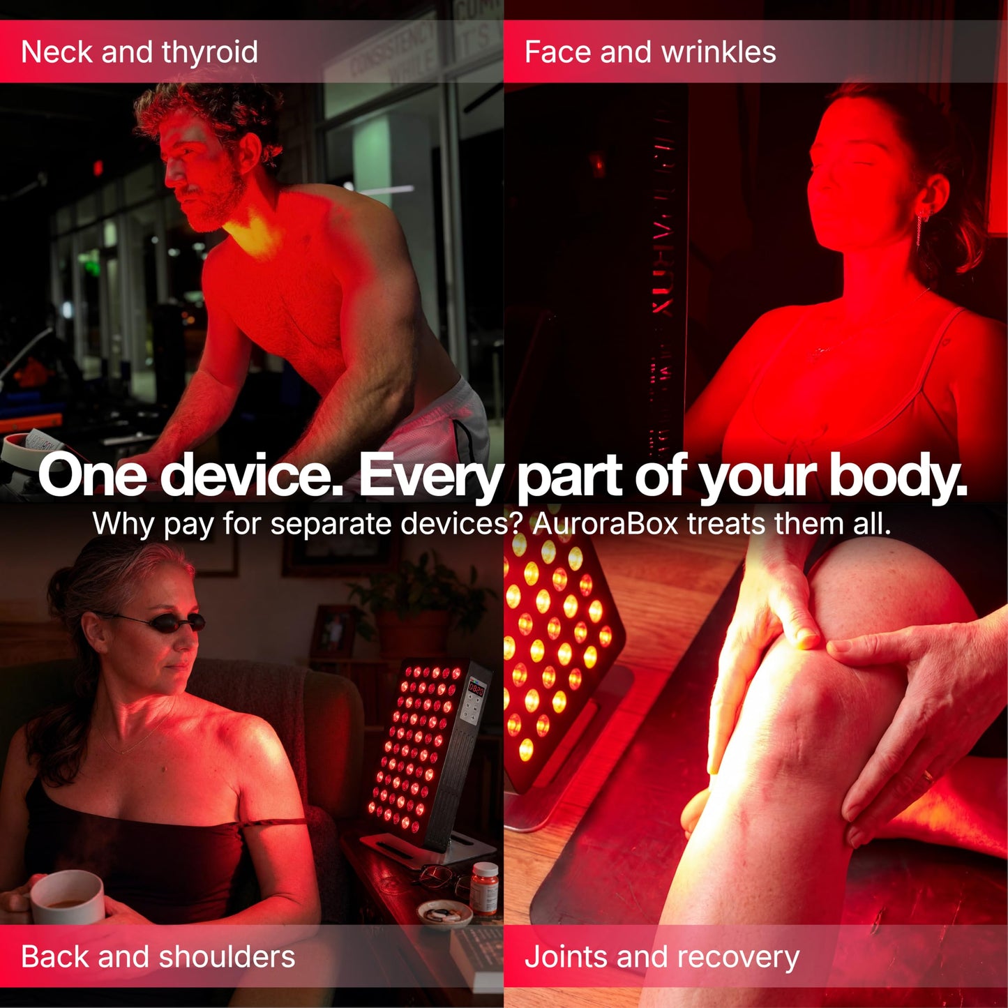 AuroraBox 60 Pro, Clinician-Backed 5 Wavelength Red Light & Near Infrared Light Therapy Panel | FCC/CE/RoHS Tested | 630 660 810 830 850nm | by Tundra Tribe (Jet Black, 60 PRO)