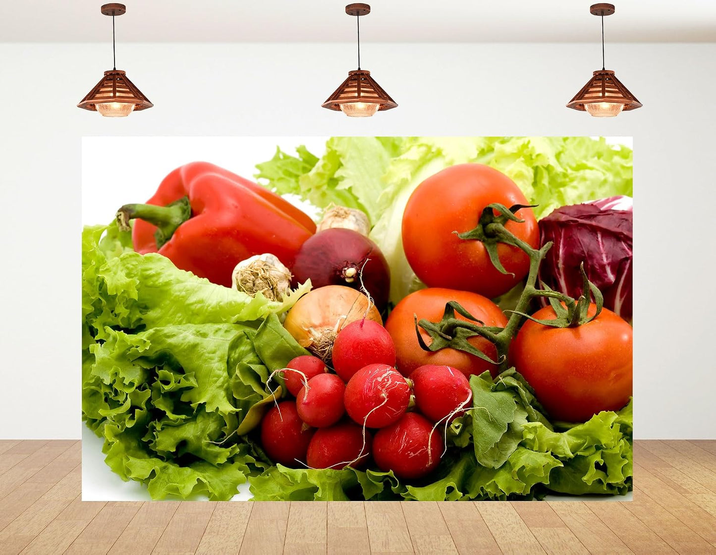 KeyWork 9x9ft Fresh Vegetable Backdrop Farm Produce Photography Background for Party Food Themed Cooking Events