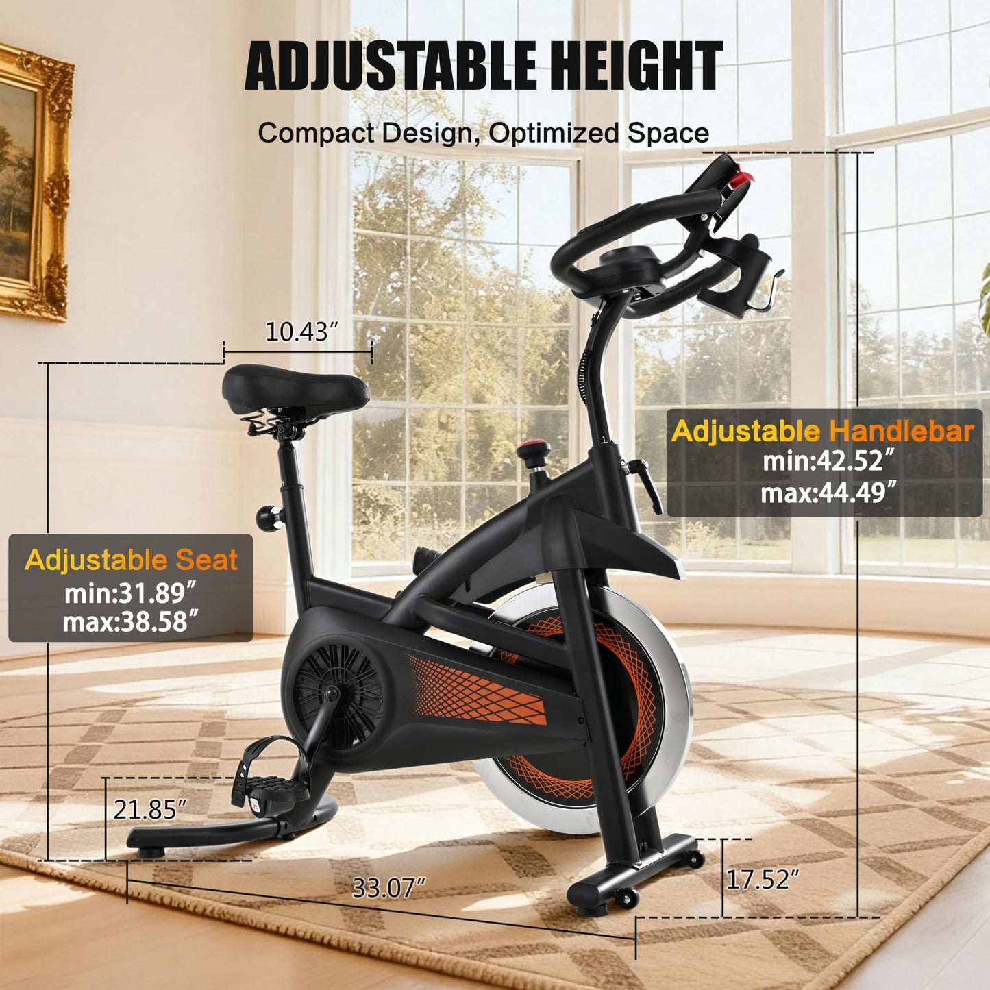 KWIKWI Exercise Bike Indoor Stationary Bike Cycling Bicycle for Home Gym 309 lbs Weight Capacity Adjustable Seat/Handlebar for Cardio Workout Office, White