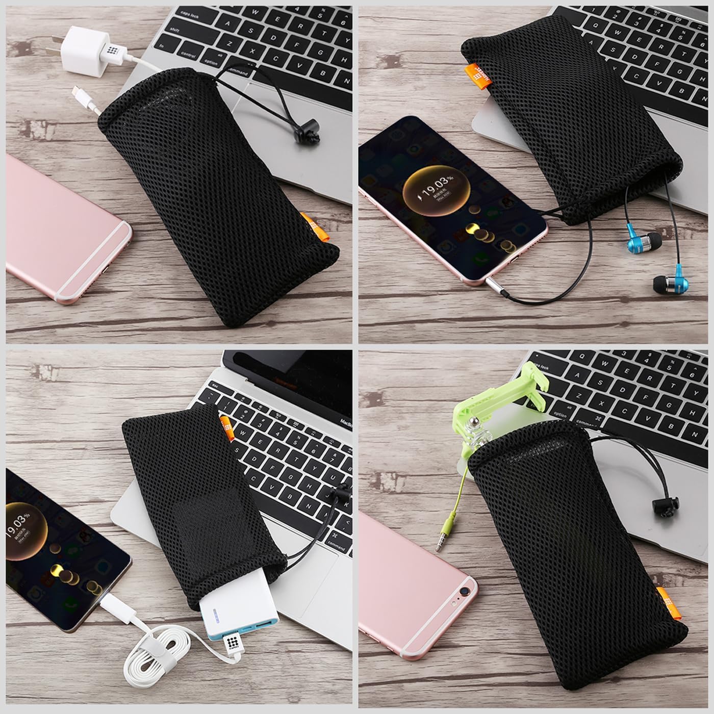 Haweel Pouch Carry Bag, Organizer for Smart Phones/Power Bank/USB Flash Drive/SD Cards and Other Accessories(Black)