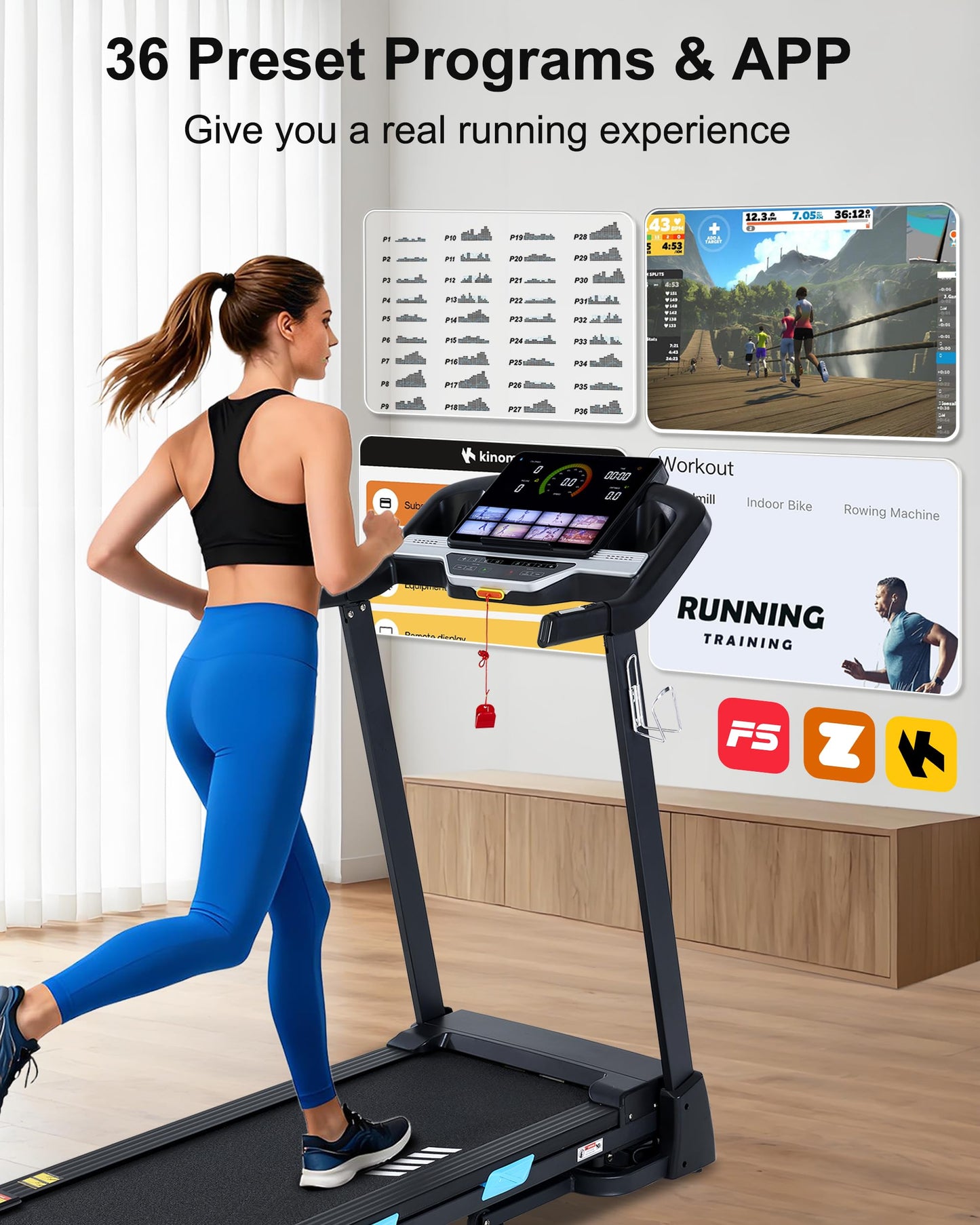 BORGUSI Auto Incline Treadmill - 3.5HP Folding Treadmills with 15% Auto Incline Running Machine for Home, 320 LBS Capacity, 10 MPH Speed, 36 Preset Programs, Bluetooth App, Upgrade LCD Panel