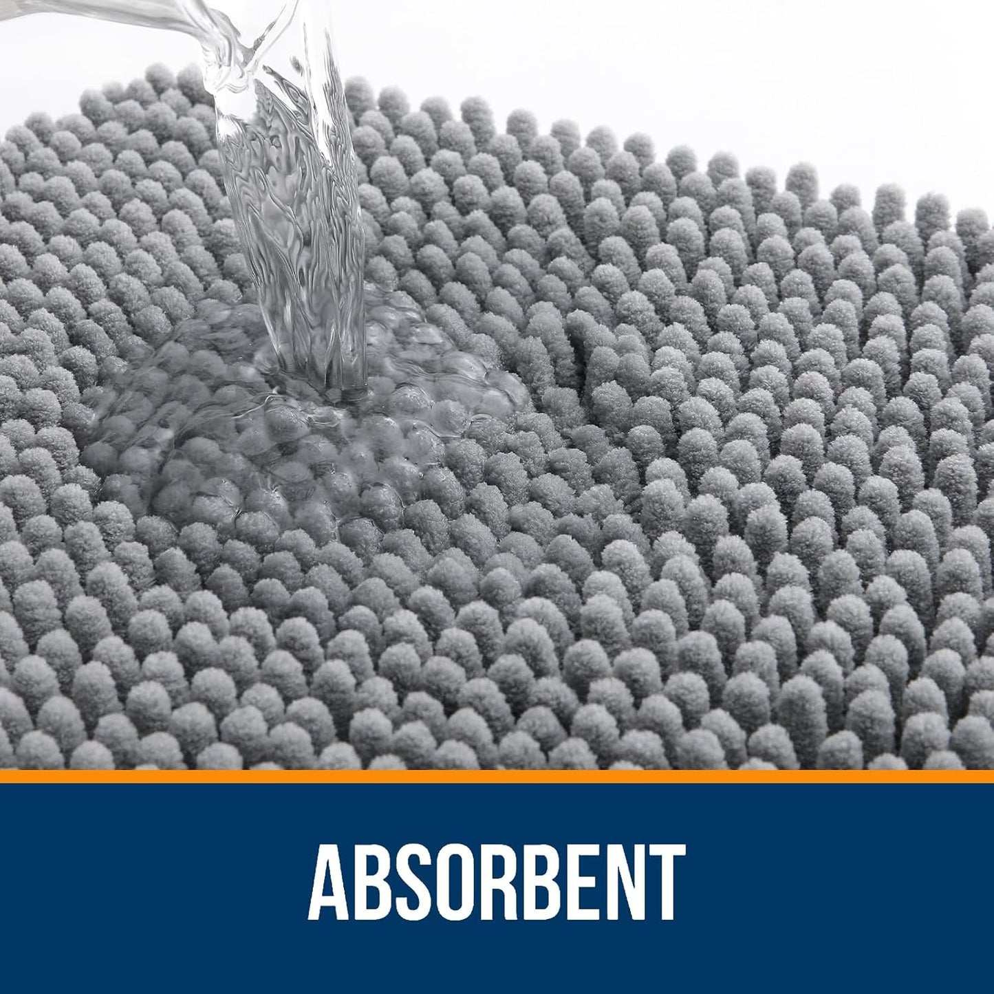 OLANLY Bath Rugs - Extra Soft Absorbent Chenille | Quick-Dry Rubber Backing, 34x21 Inches, Grey