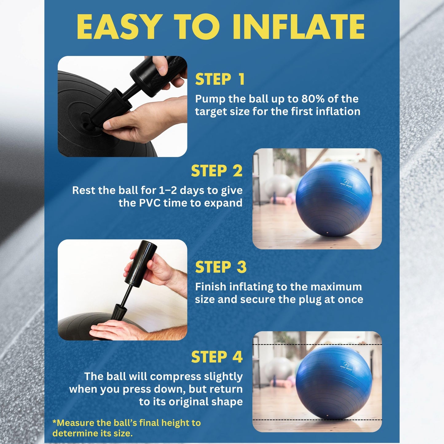 ProBody Pilates Exercise Ball - Multiple Sizes Gym Grade Balance Ball for Fitness, Workout, Pregnancy & Physical Therapy, Stability Yoga Ball Chair (Aqua, 45cm)