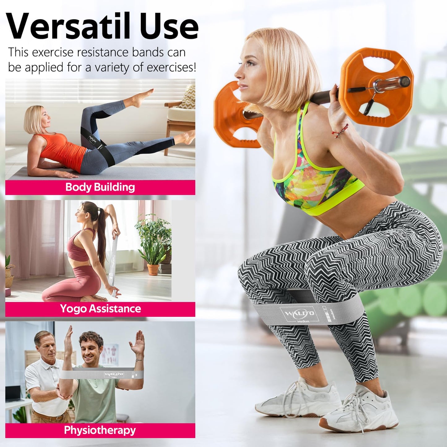Fabric Resistance Bands for Working Out - Booty Bands for Legs -Glutes Training for Women and Men - Exercise Bands for Squats, Yoga, Physical Therapy -Home Gym Fitness