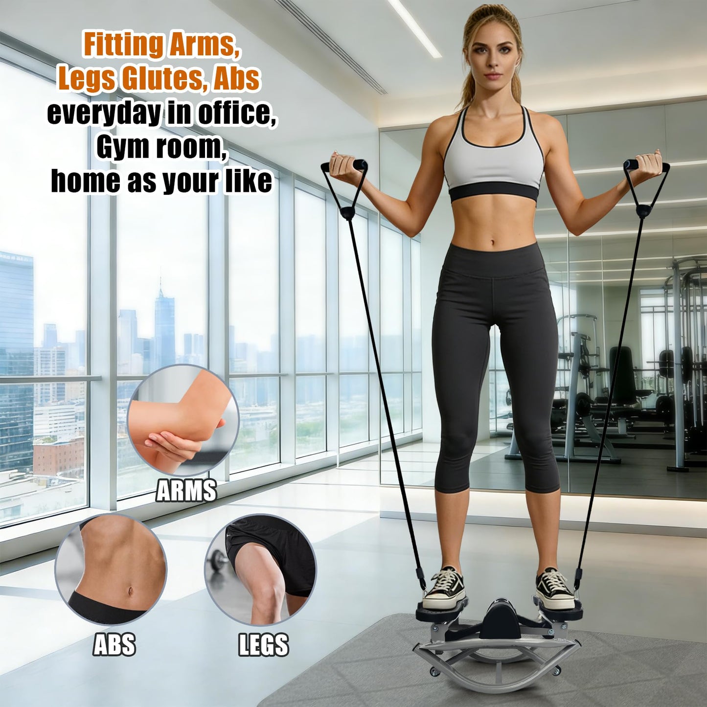 Rock Stepper Side to Side,Rock Stepper,Rock Stepper Machine for Exercise at Home- with Digital Display,Fitness Stepper for Arms,Legs & Glutes,Rock Stepper Workout for Office,Apartment (Black/Grey)