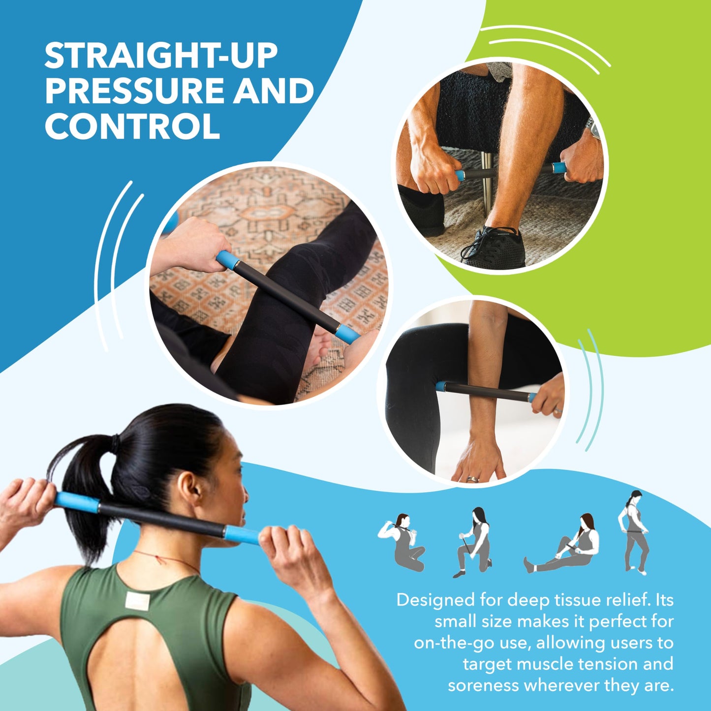 RAD Rod Mini – 16in Compact Deep Tissue Massage Roller Stick – Travel-Ready Myofascial Release Tool for Legs, Back, Neck, Arms & Shoulders – Muscle Roller for Mobility & Recovery