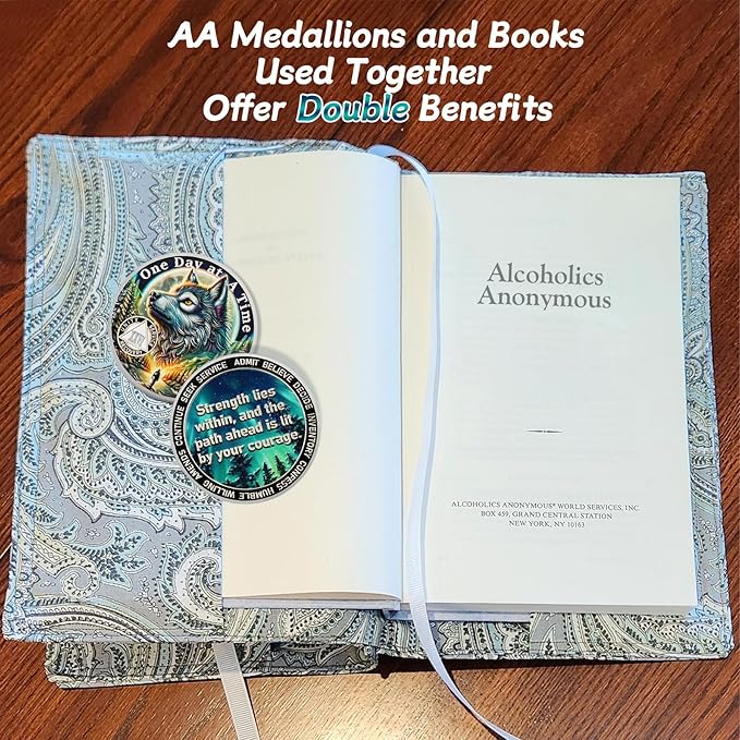 One Day at a Time 26 Year Sobriety Coin - Recovery Aurora Forest Wolf AA Coins - Addiction NA AA Chips and Medallions - Celebrate 1-30 Living Clean Narcotics Alcoholics Anonymous Gifts for Men Women