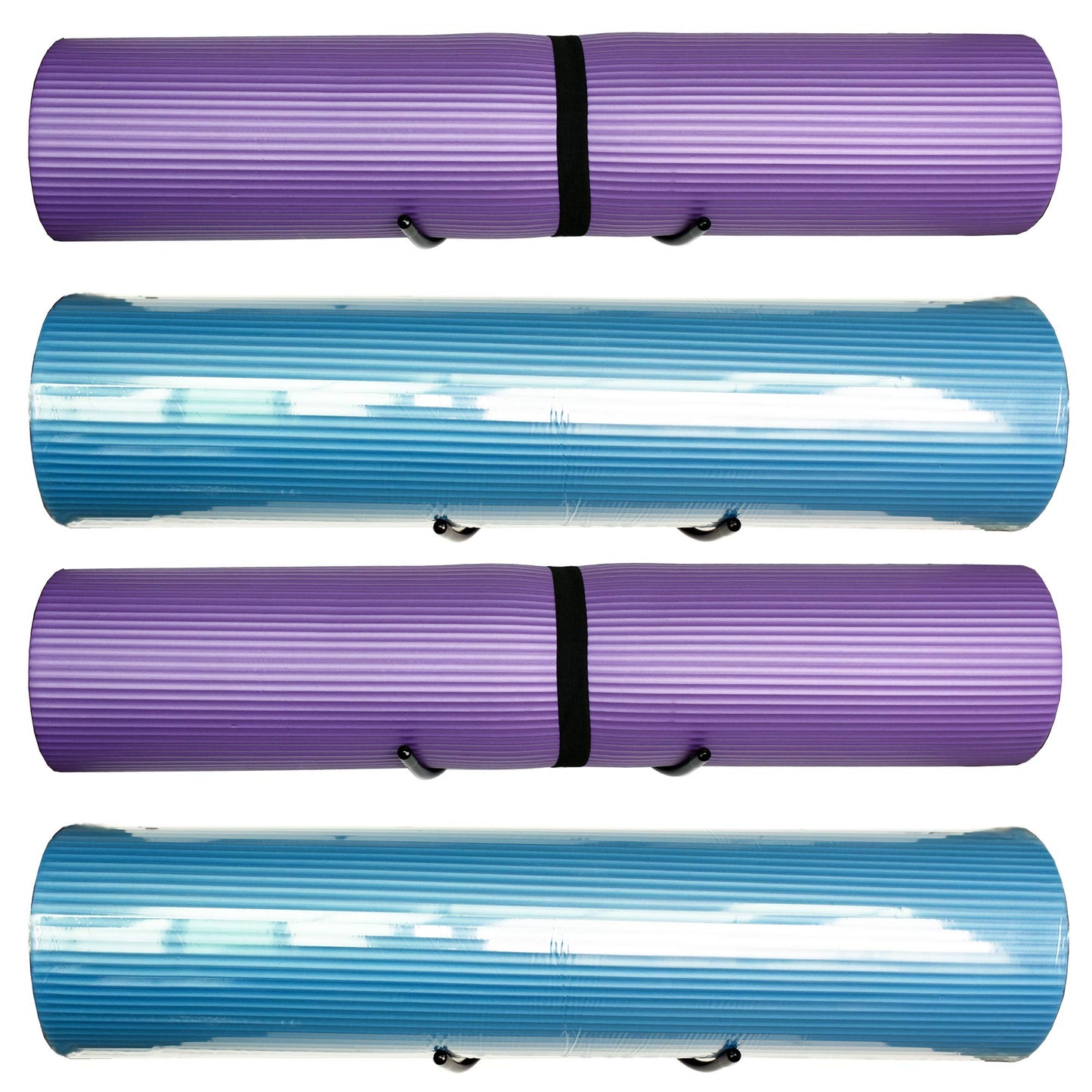 YYST Yoga Mat Foam Rollers Wall Rack Wall Storage Mount Wall Holder Storage Shelf for Foam Rollers and Yoga Mat, Up to 8 Inch Diameter - No Mat -4/PK