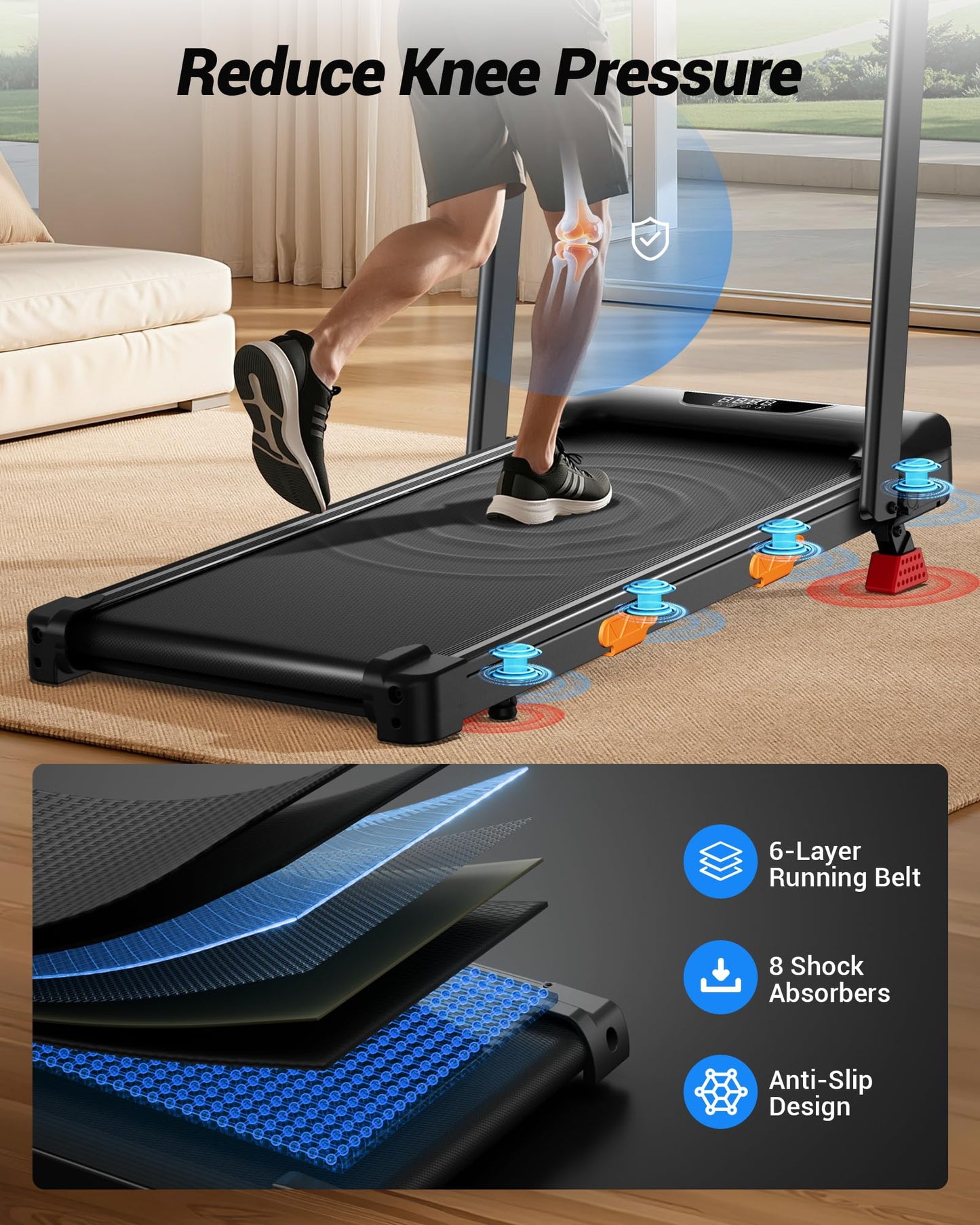 3-in-1 Walking Pad with 15% Incline 2.5HP Foldable Walking Pad Treadmill Under Desk 0.6-6.2MPH Compact Small Treadmills for Home 300LBS with Romote Control