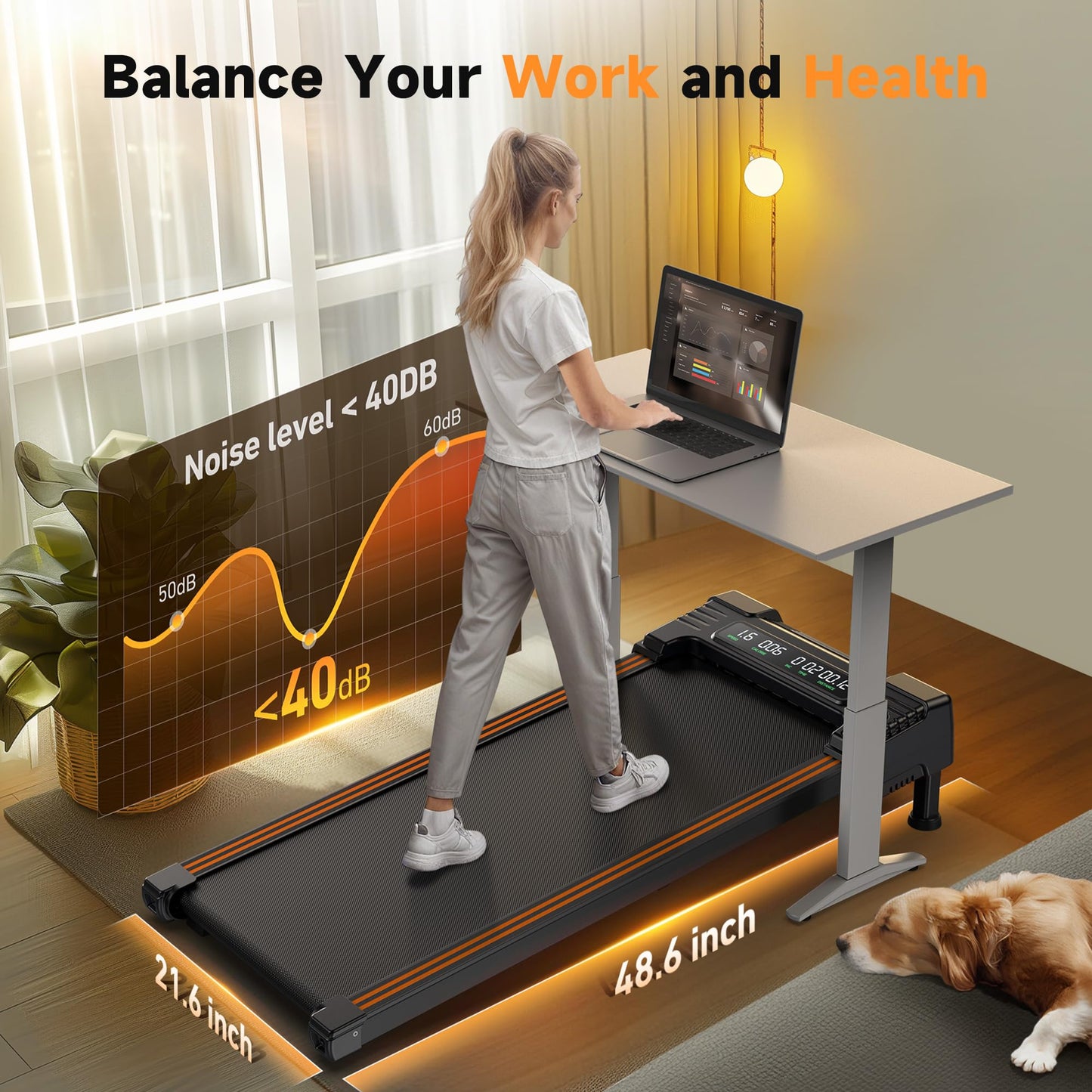 Walking Pad Treadmill with 9% 4-Level Auto Incline, Treadmills for Home 300LBS Capacity, Compact Treadmills for Home Small/Office