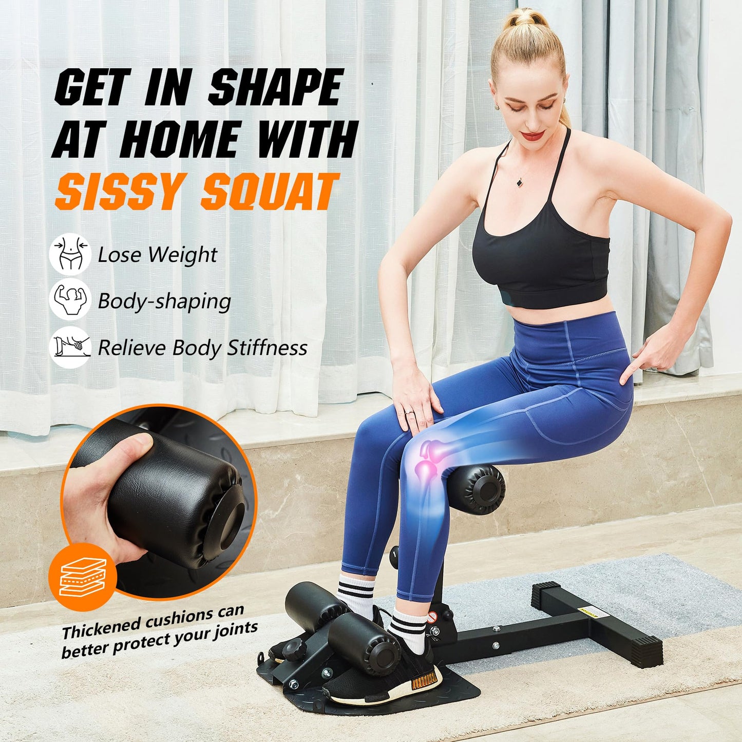 leikefitness Deep Sissy Squat Bench Core Workout Multifunctional Leg Exercise Machine For Home Gym