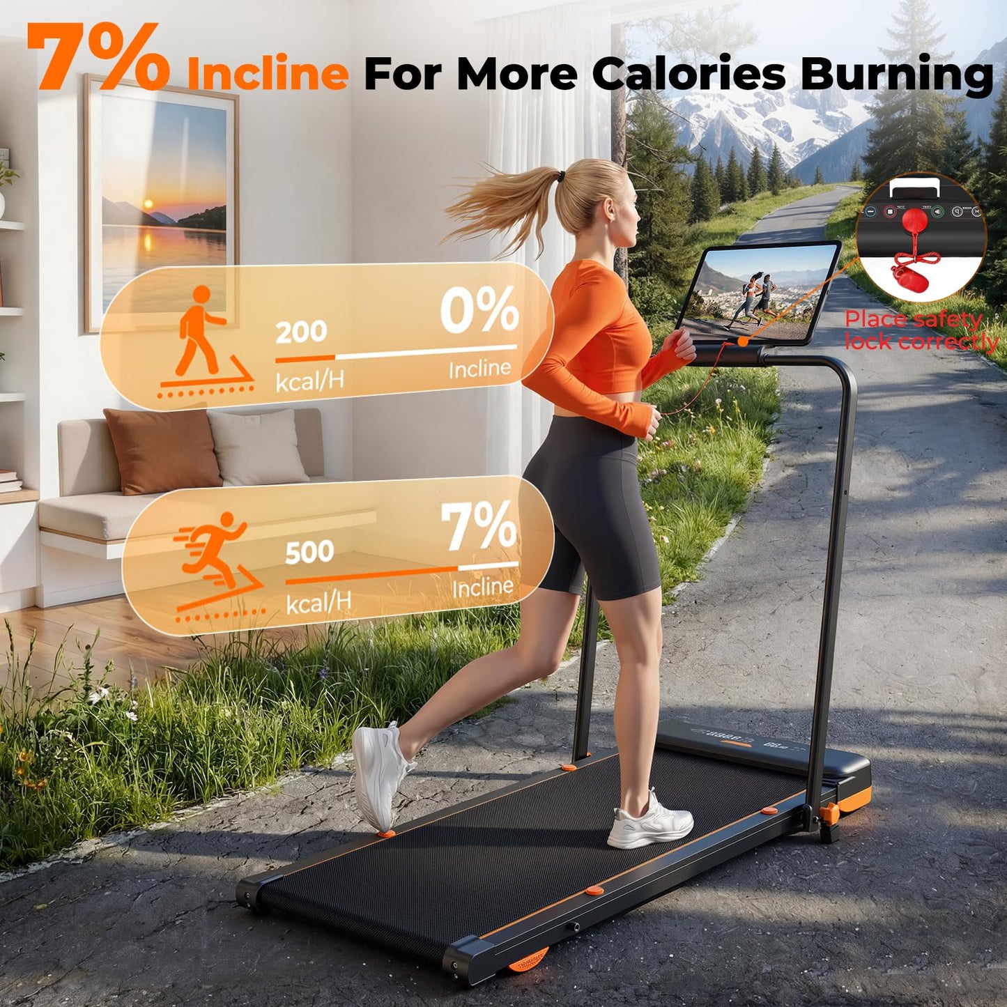 JAGJOG 4 in 1 Walking Pad with Incline, Vibration Plate with Handle Bar, Under Desk Treadmill for Home Small Spaces, Foldable Treadmill with Wristband Remote, LED Display & App（Black）