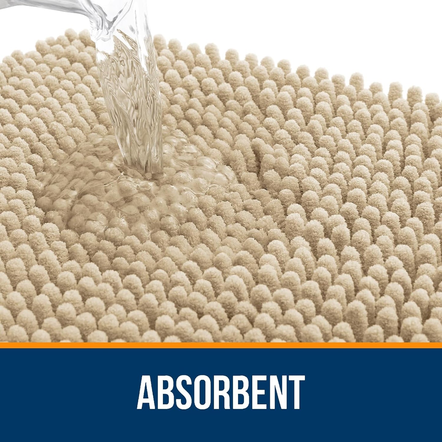 OLANLY Bathroom Rugs - Extra Soft Chenille Bath Mats | 47x20, Quick Dry & Machine Washable, Beige
