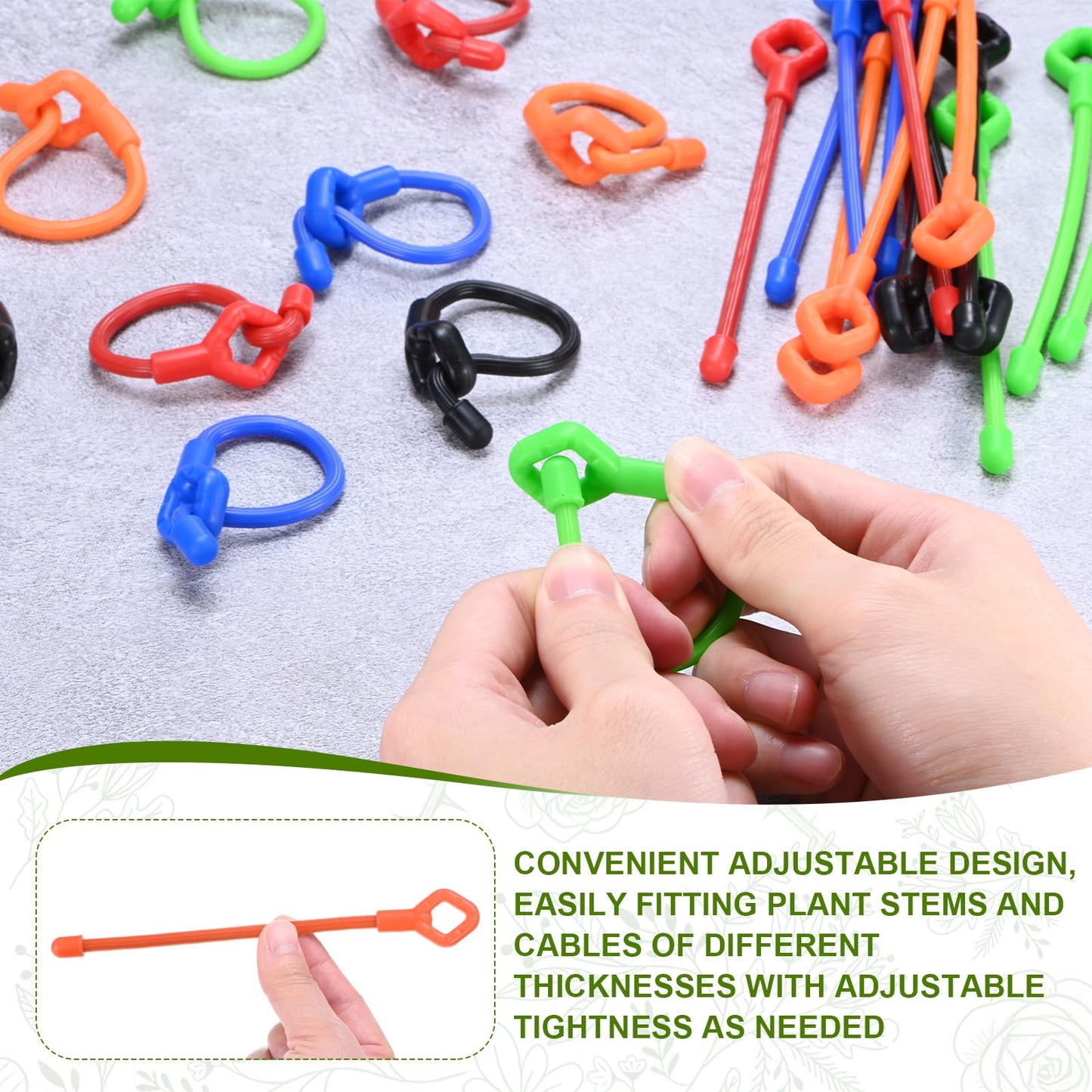 M METERXITY 12-Pack Adjustable Plant Ties, 8inch/20.32cm Silicone Flexible Multi-Function Sturdy Garden Twist Tie for Plant Support/Tree/Shrub/Vine, Reusable Support Twine [Orange]