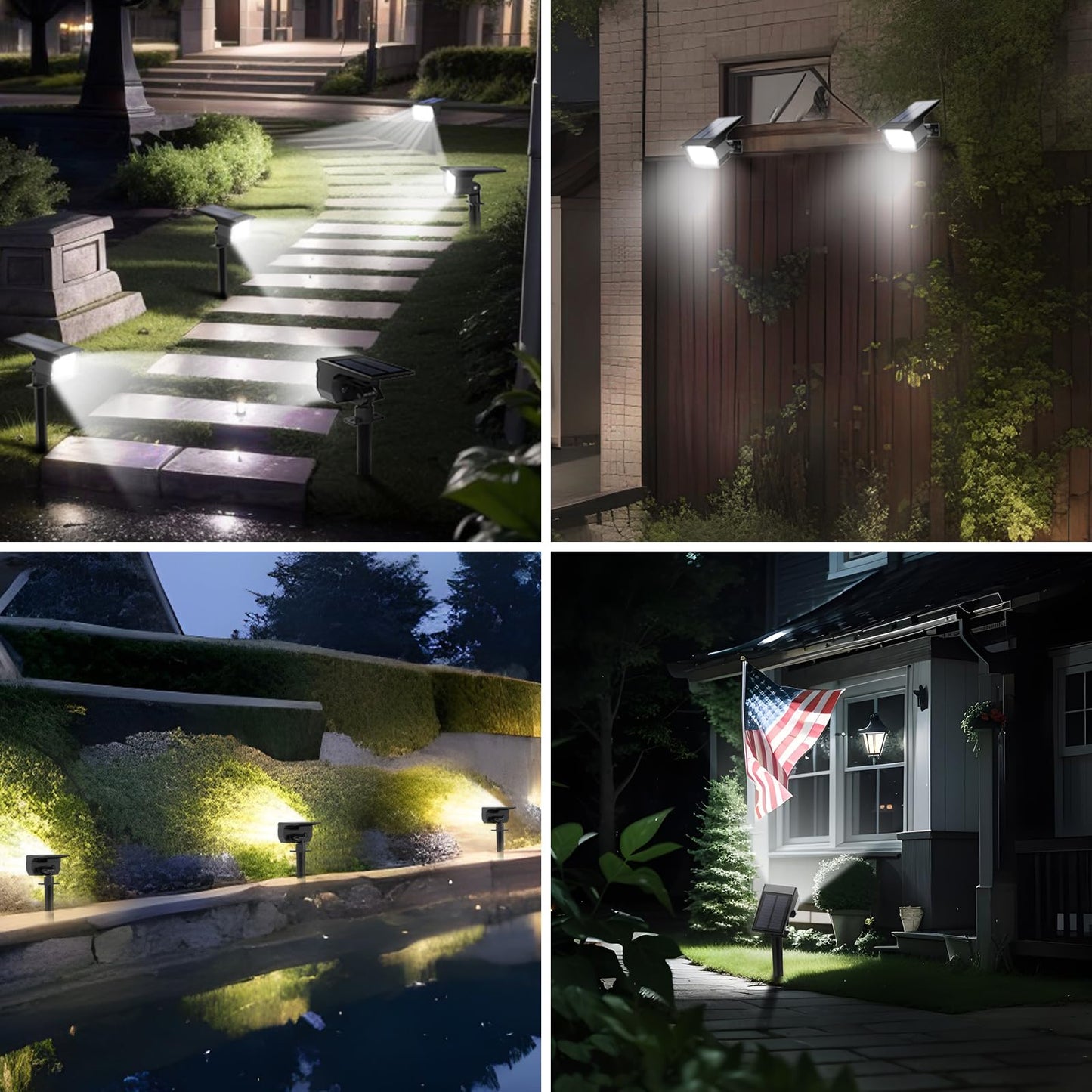 Tadyreal Solar Spot Lights Outdoor 10 Pack, [46 LED/3 Modes] Solar Landscape Spotlights Waterproof, 2-in-1 Auto On/Off Solar Powered Lights for Outside Yard Garden Wall Pathway(Cool White)