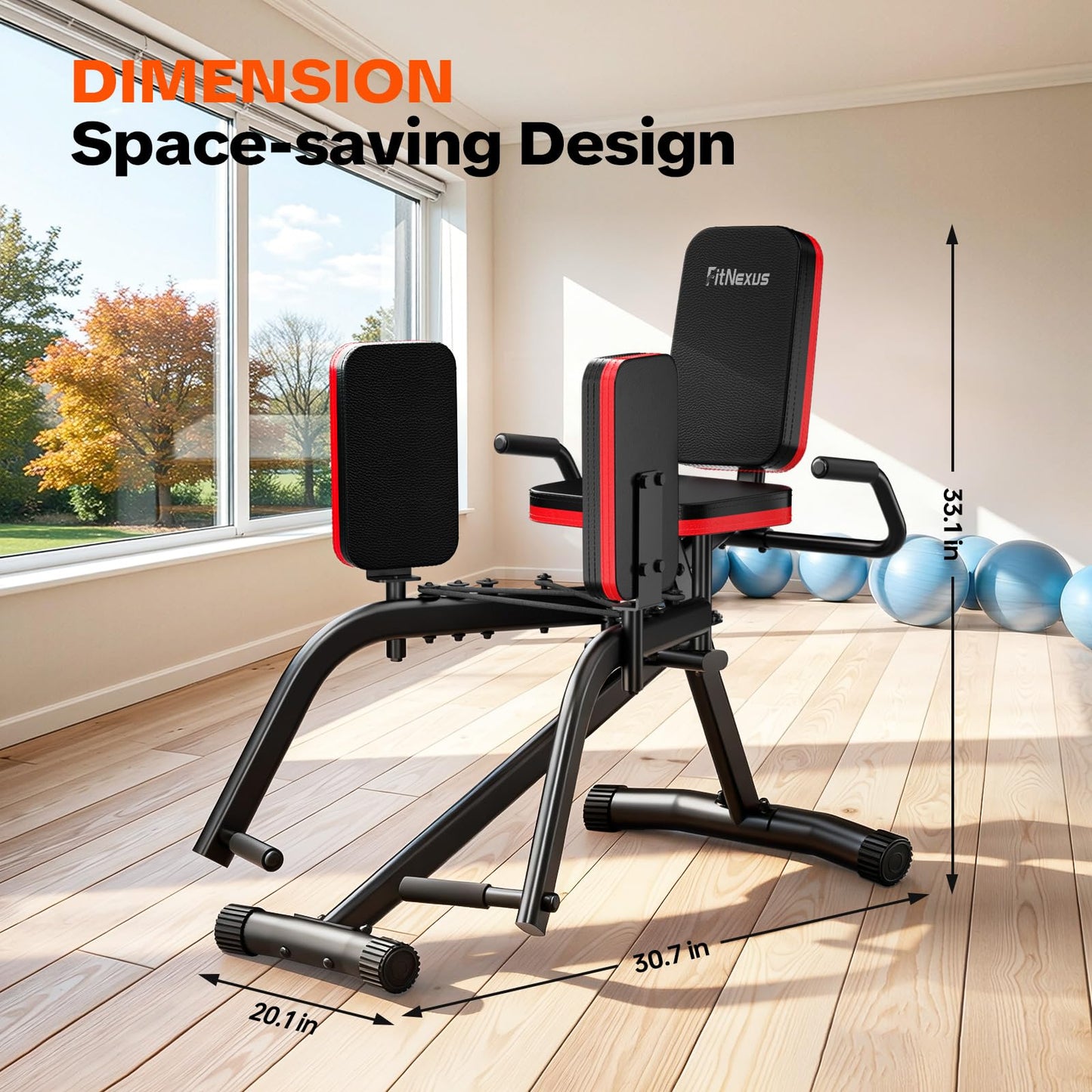 FitNexus Hip Abductor Machine for Women/Men, Compact Glute Machine & Leg Exercise Equipment with Resistance Band, 6-Level Adjustable Booty Builder for Home Gym, Ultra Quiet, 360° Adjustable Leg Pads