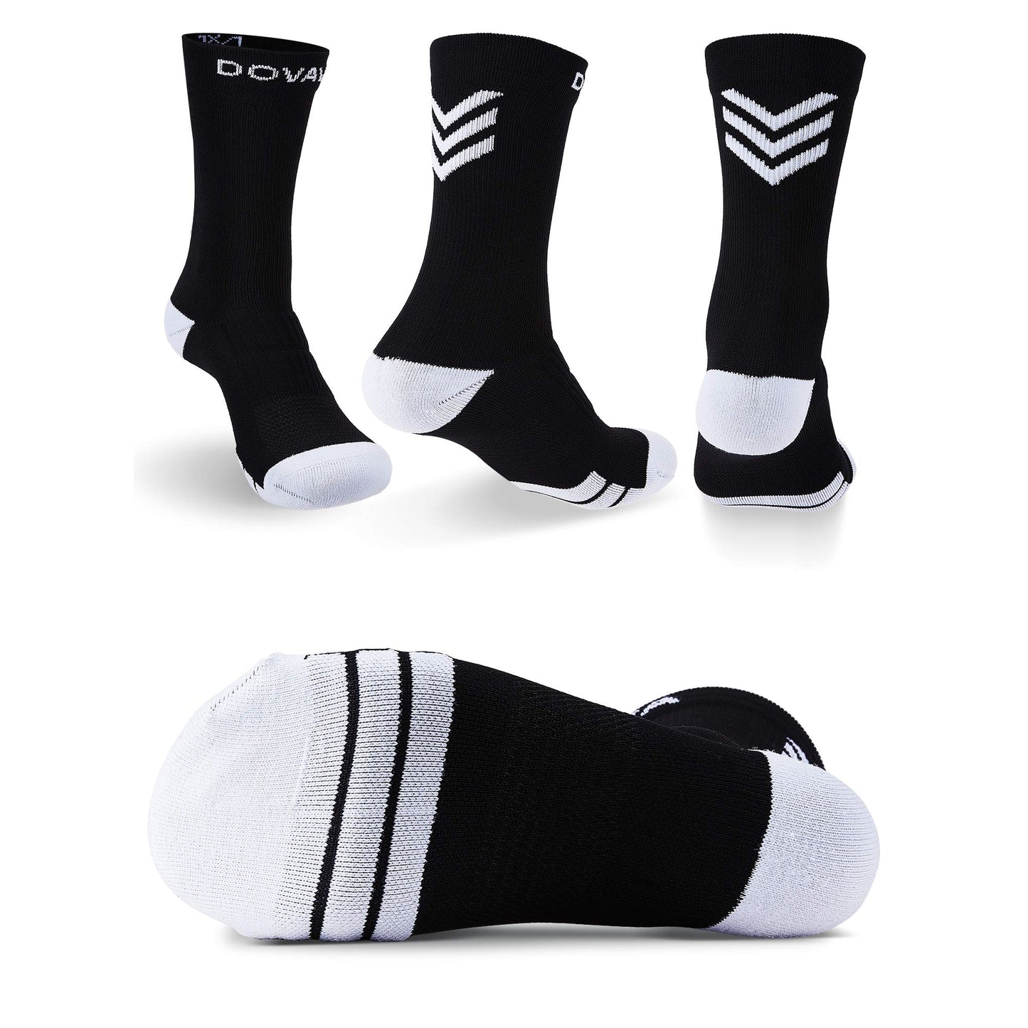 DOVAVA Dri-tech Compression Crew Socks 15-20mmHg for Men & Women, Athletic Fit Running Nurses Flight Travel Edema Diabetic, Boost Ankle Calf Circulation, XX-Large, Black (4 Pairs)
