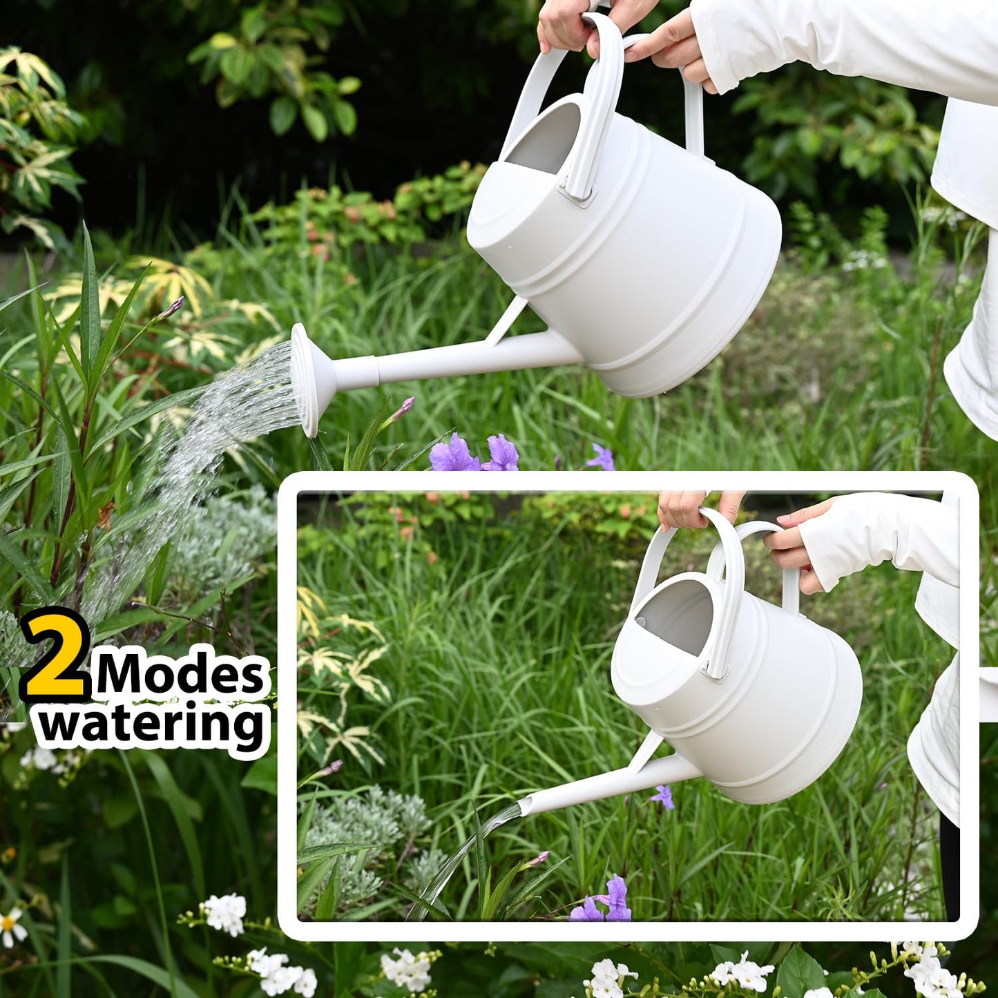 1 Gallon Watering Can for Plants, Watering Cans for Indoor&Outdoor Gardening, Water Can with Ergonomic Movable Handle (Gray)