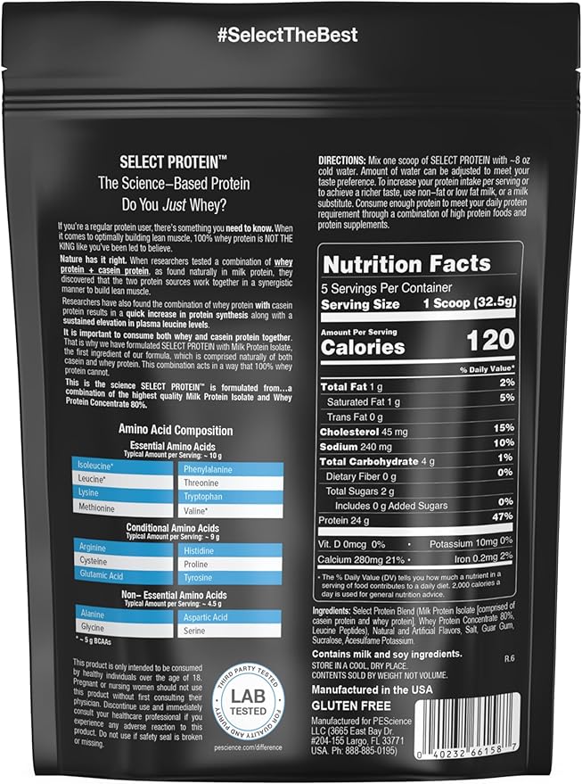 PEScience Select Protein Powder, Whey and Casein Blend, Clean Protein Powder for Women and Men, Low Calorie, Low Carb, Keto Friendly, Gluten Free - Strawberry Cheesecake - 5 Servings