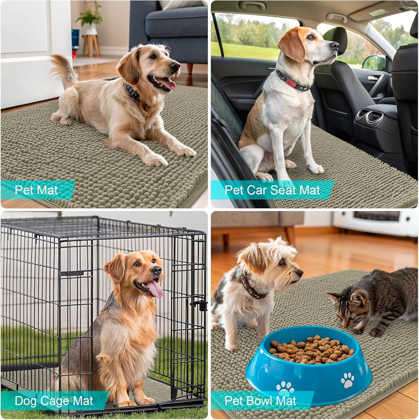 OLANLY Dog Door Mat - Absorbent Non-Slip Washable Doormat for Muddy Paws | 59x24 Warm Taupe