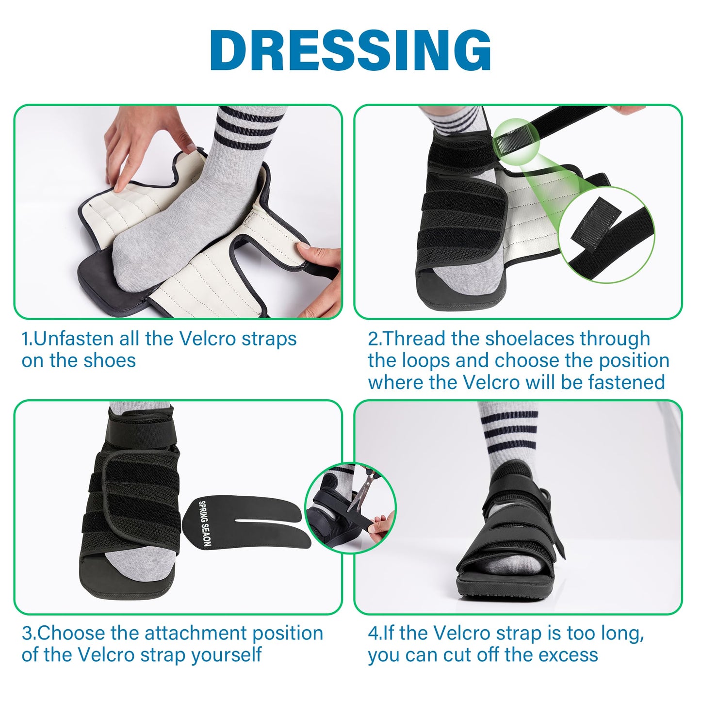 SPRING SEAON Medical Walking Boot, Lightweight Post-Op Shoes with Reinforced-Stitched Sole, Breathable Knitted Fibers, Cushioned Padding for Broken Foot, Foot Injury & Sprained Ankle, 0.81 lb (Black, Small)