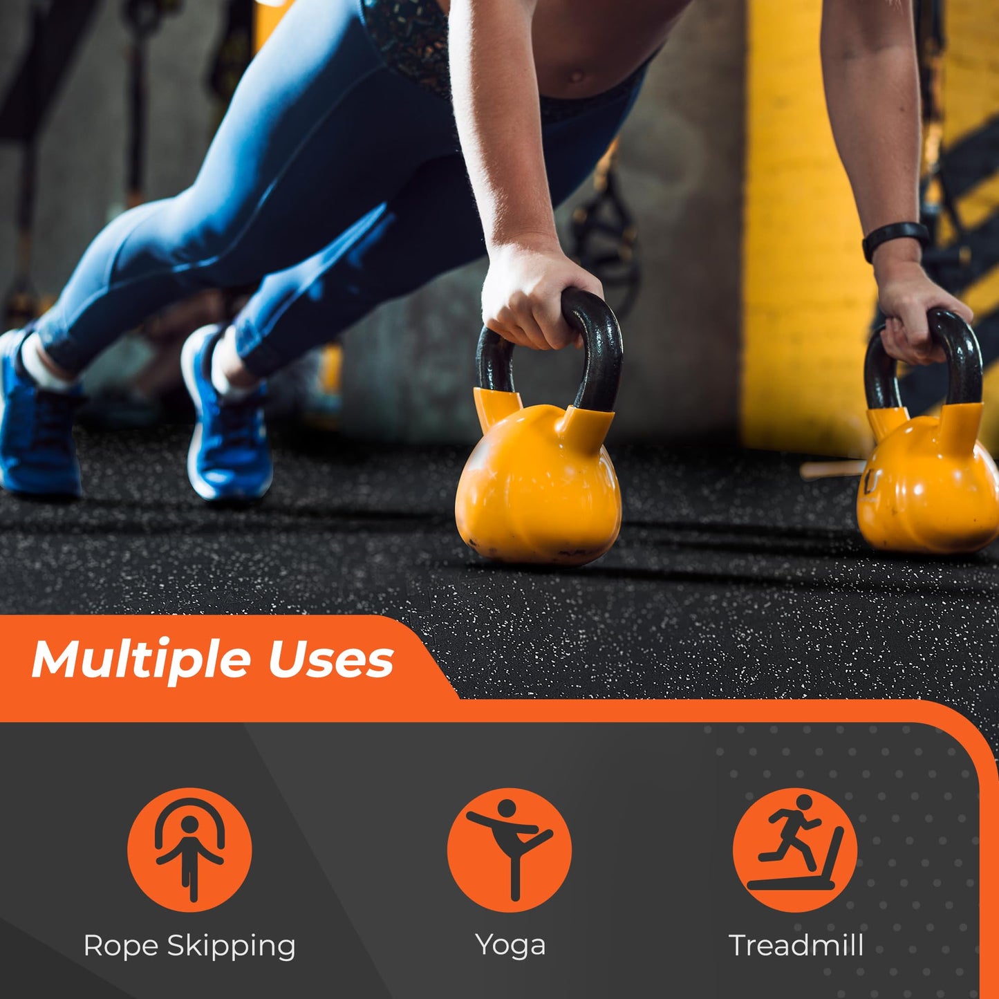 SUPERJARE 0.4'' Thick 12 Pcs 48 Sq Ft Rubber Top Exercise Equipment Mats, High Density EVA Foam Mats with Rubber Top, Interlocking Gym Flooring for Home Gym, Protective Workout Mat, Black/Grey