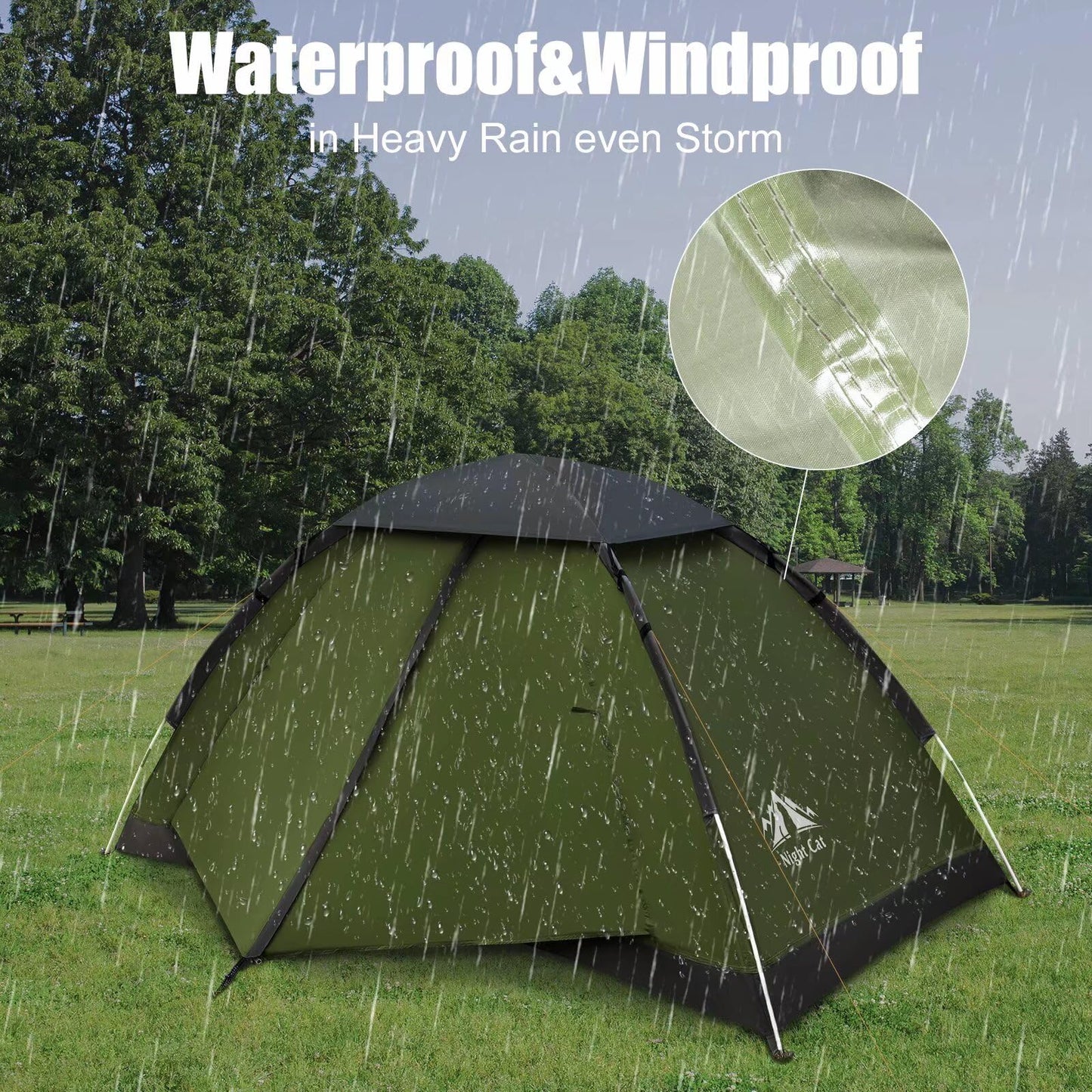 Night Cat Backpacking Tent for One 1 to 2 Persons Lightweight Waterproof Camping Hiking Tent for Adults Kids Scouts Easy Setup Single Layer 2.2x1.2m
