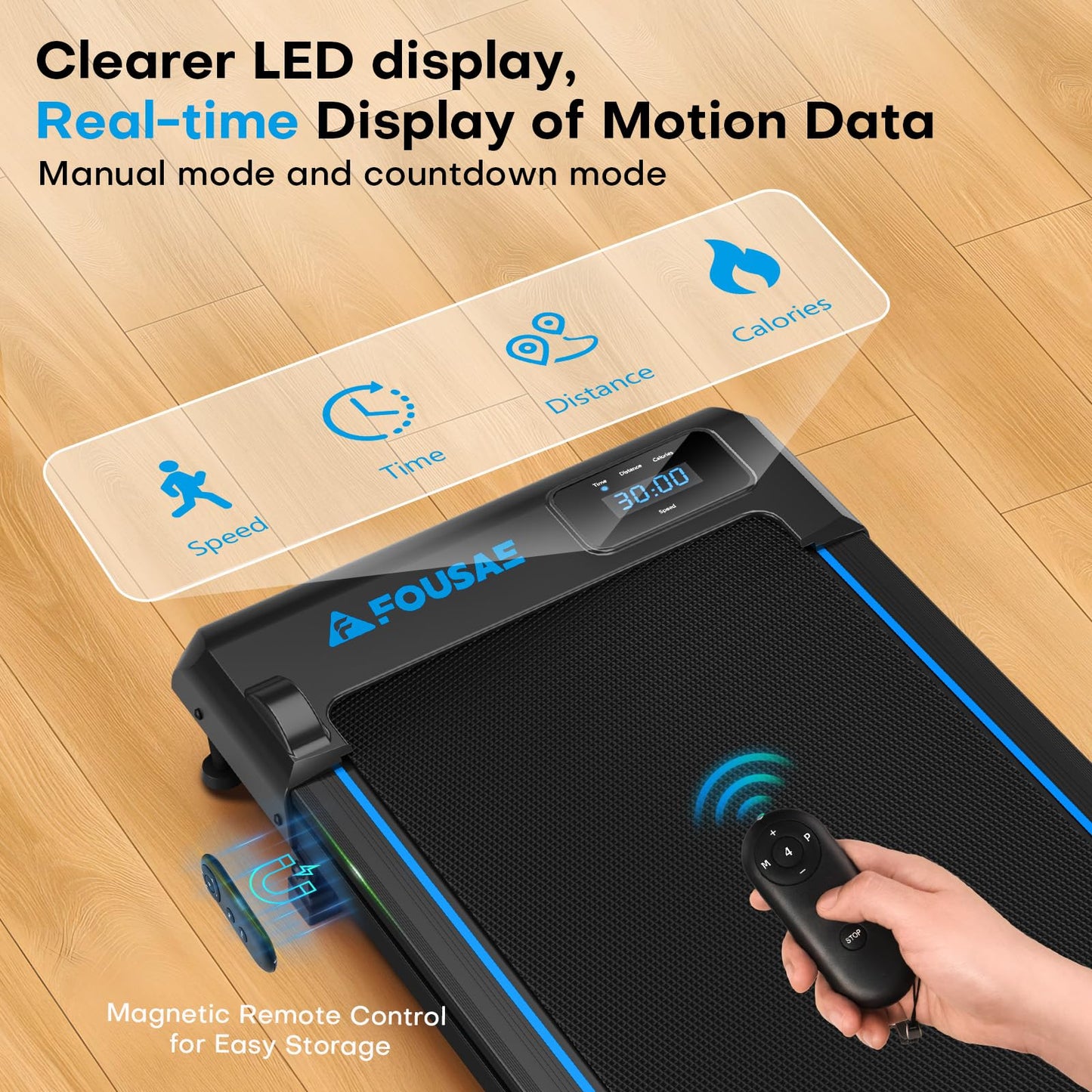 FOUSAE Walking Pad Treadmill, 6.2MPH Under Desk Walking Pad with 10% Incline, Treadmills for Home with Double Frame, 2.75HP Brushless Drive, 12 HIIT Programs, Remote Control, 350LBS Capacity