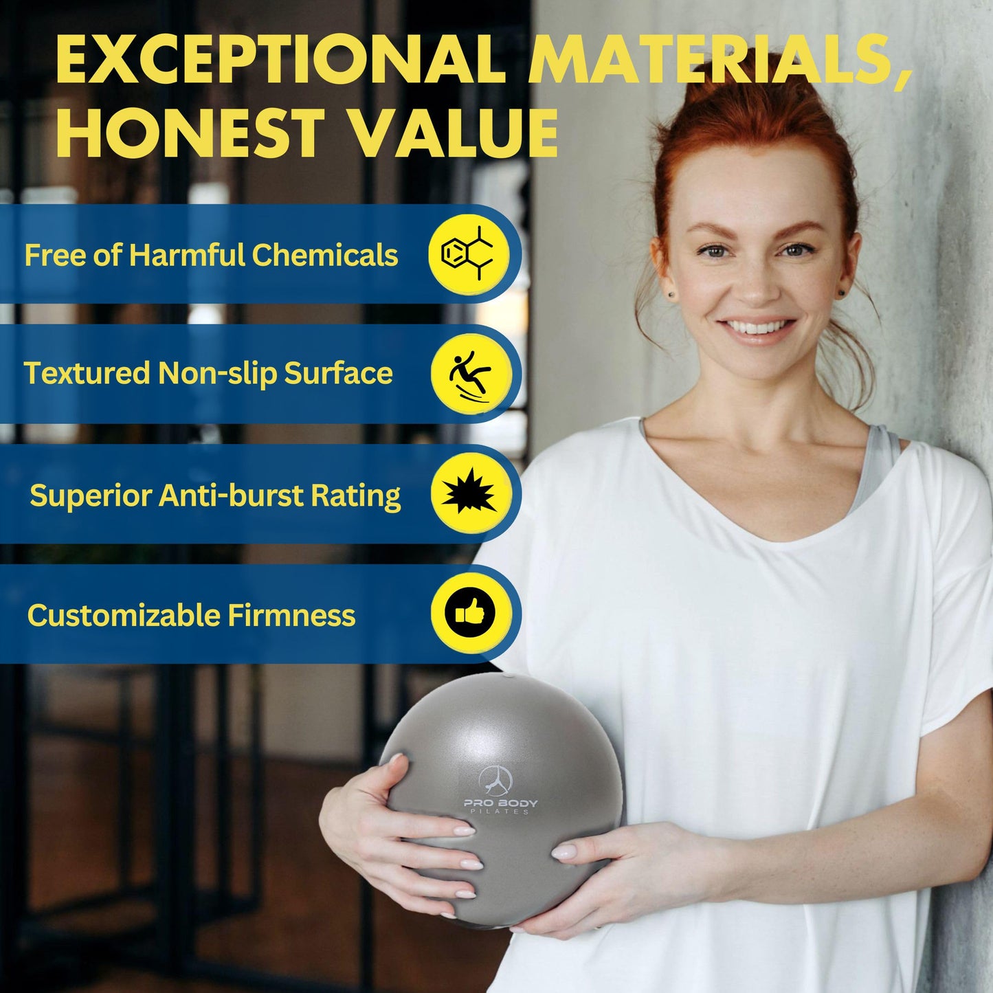 ProBody Pilates Ball, Exercise Balls Physical Therapy - 9 Inch Small Exercise Ball for Between Knees for Rehab, Barre, Core, Stability & Yoga, Physical Therapy Ball for Back Pain (Rose)