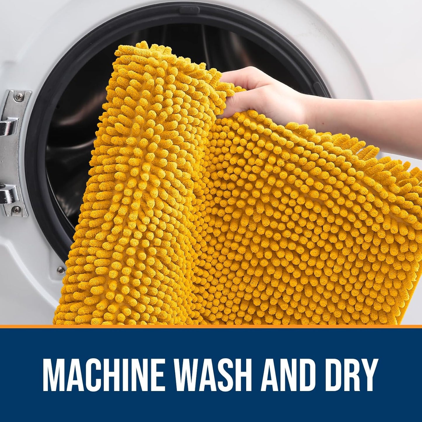 OLANLY Dog Door Mat - Absorbent Non-Slip Washable Doormat for Muddy Paws | 47x32 Golden Yellow