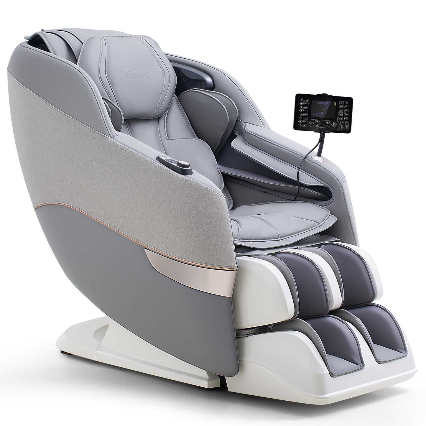 MYNTA Massage Chair Full Body, 170° Flexible SL Track Shiatsu 3D Massage Chairs with Zero Gravity, Bluetooth Speaker, Airbags & Heating, MC1650(Grey)
