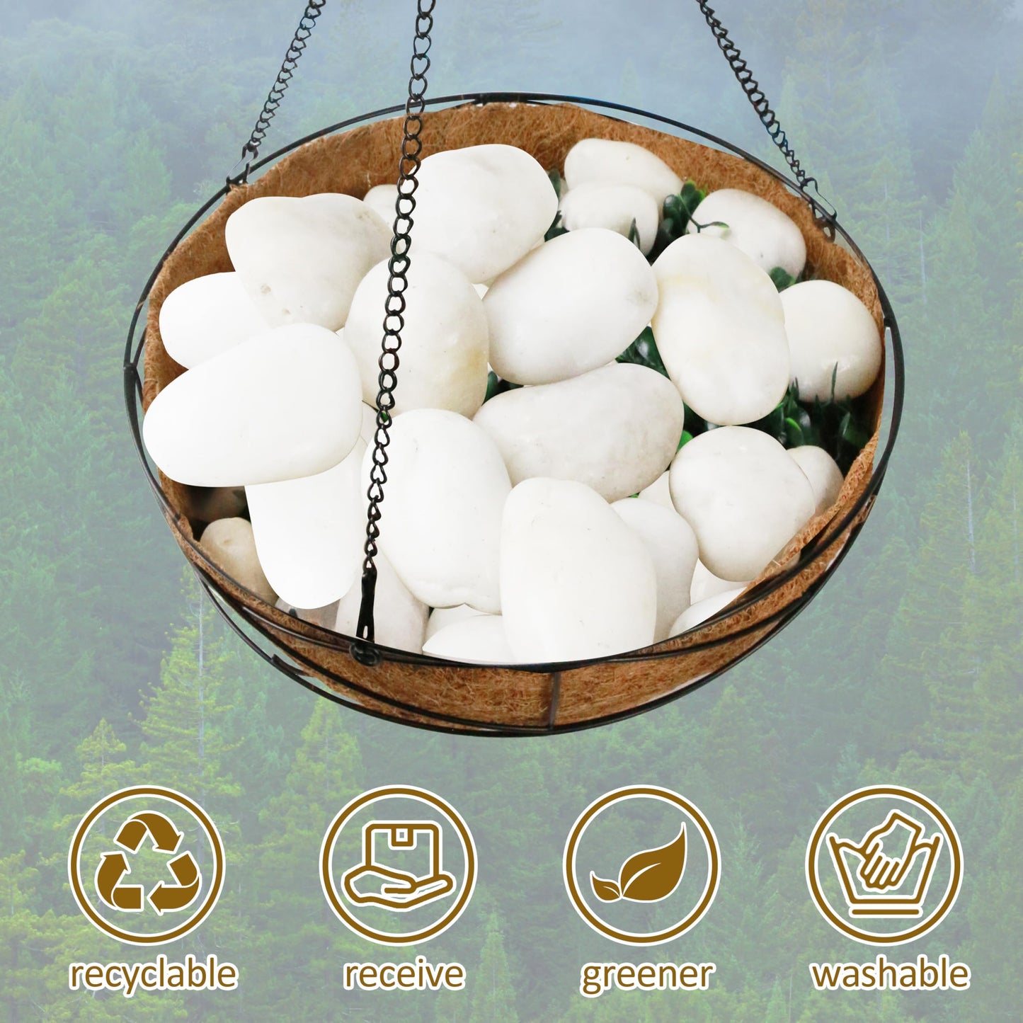 Sunnyglade 18 LBS White River Rocks, 2-3 Inch Natural Pebbles for Indoor Plants, High Polished Decorative Stones Vase Filler Fish Tank Aquariums Landscaping Garden Outdoor and Indoor DIY (18 Pounds)