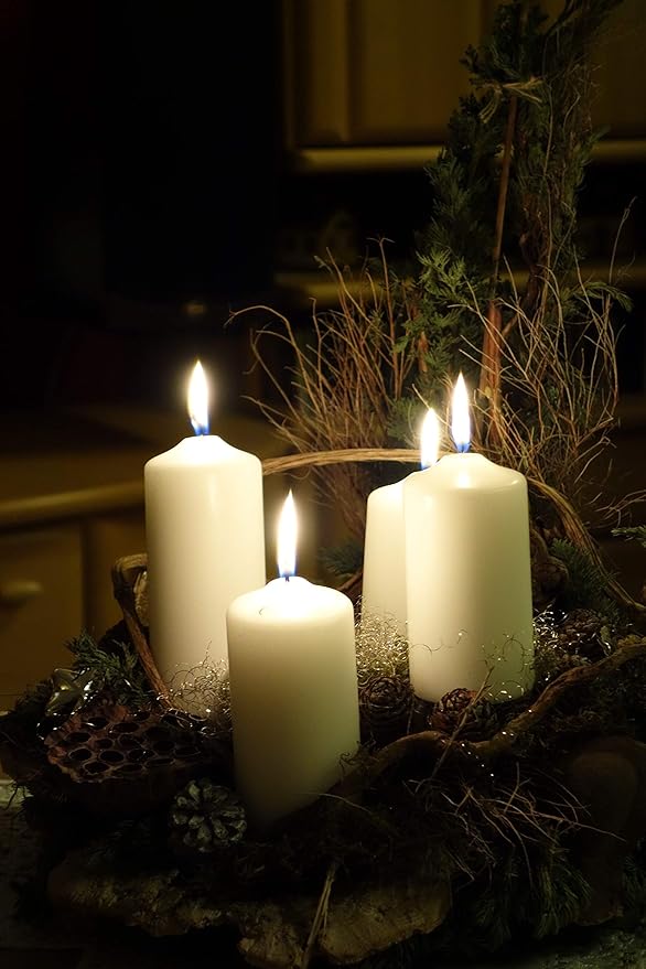 D'light Online 3 X 6 Pillar Inch Candles Set of 12 Bulk Event Pack Round Unscented Premium Wax Pillar Candles for Wedding, Spa, Party, Birthday, Holiday, Bath and Home Decor (3X6, Ivory)