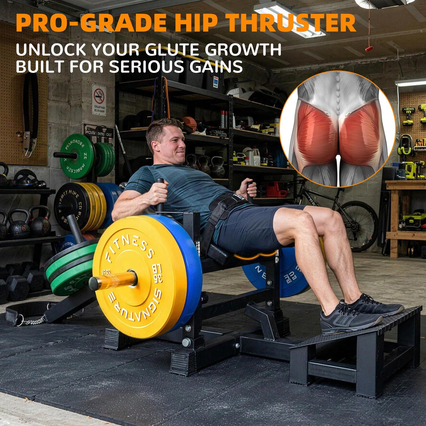 Signature Fitness Glute Bridge Plate-Loaded Hip Thrust Machine for Butt Shaping and Building Glute Muscles,1nd Generation
