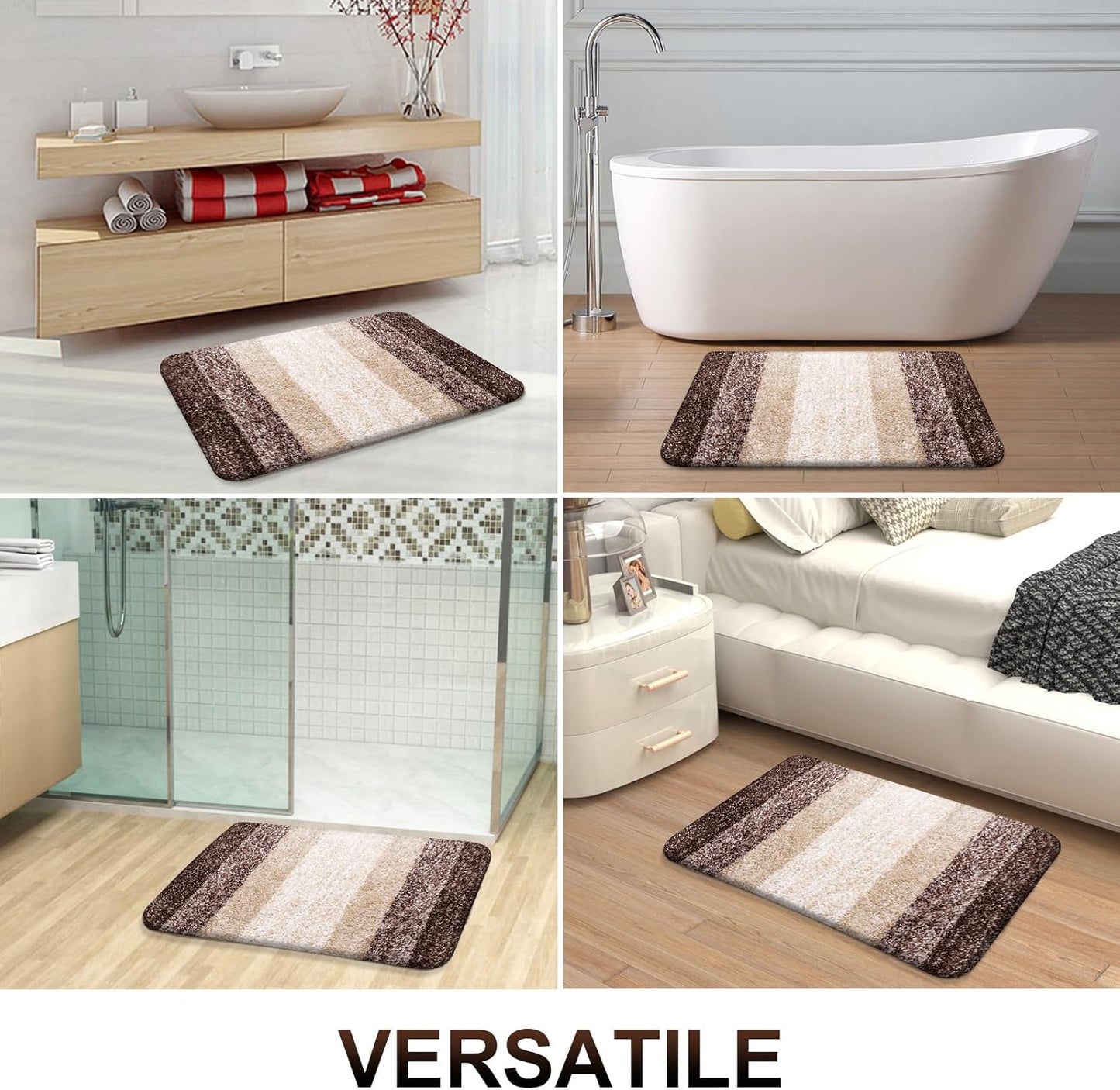 OLANLY Large Bathroom Rugs - Extra Soft Microfiber Mat, Quick Dry & Machine Washable | 45x27, Brown
