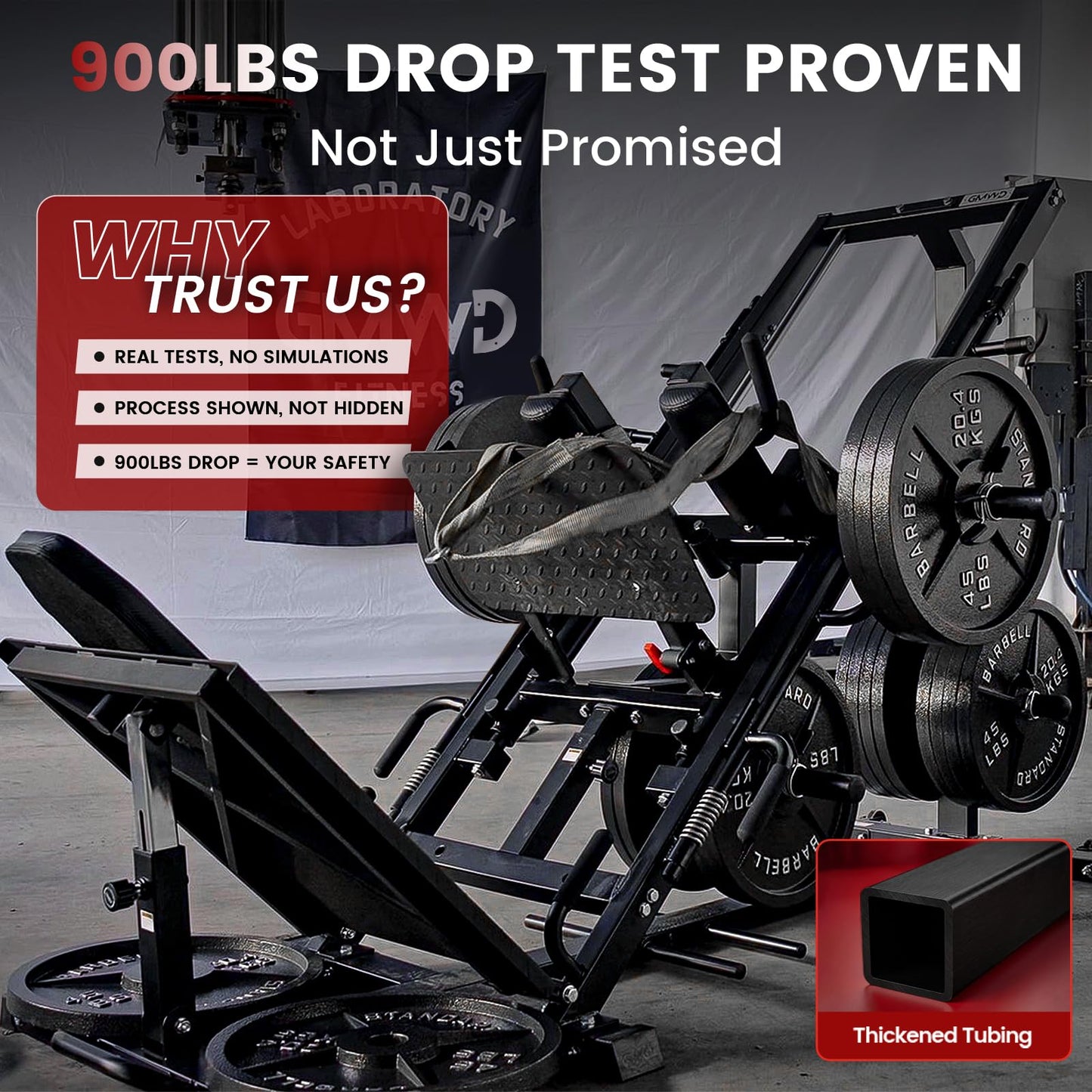 GMWD Leg Press Hack Squat Machine Combo, Leg Press Machine with Linear Bearing, Lower Body with Weight Storage for Quads, Hamstring, Glutes, Home Gym Exercise Equipment