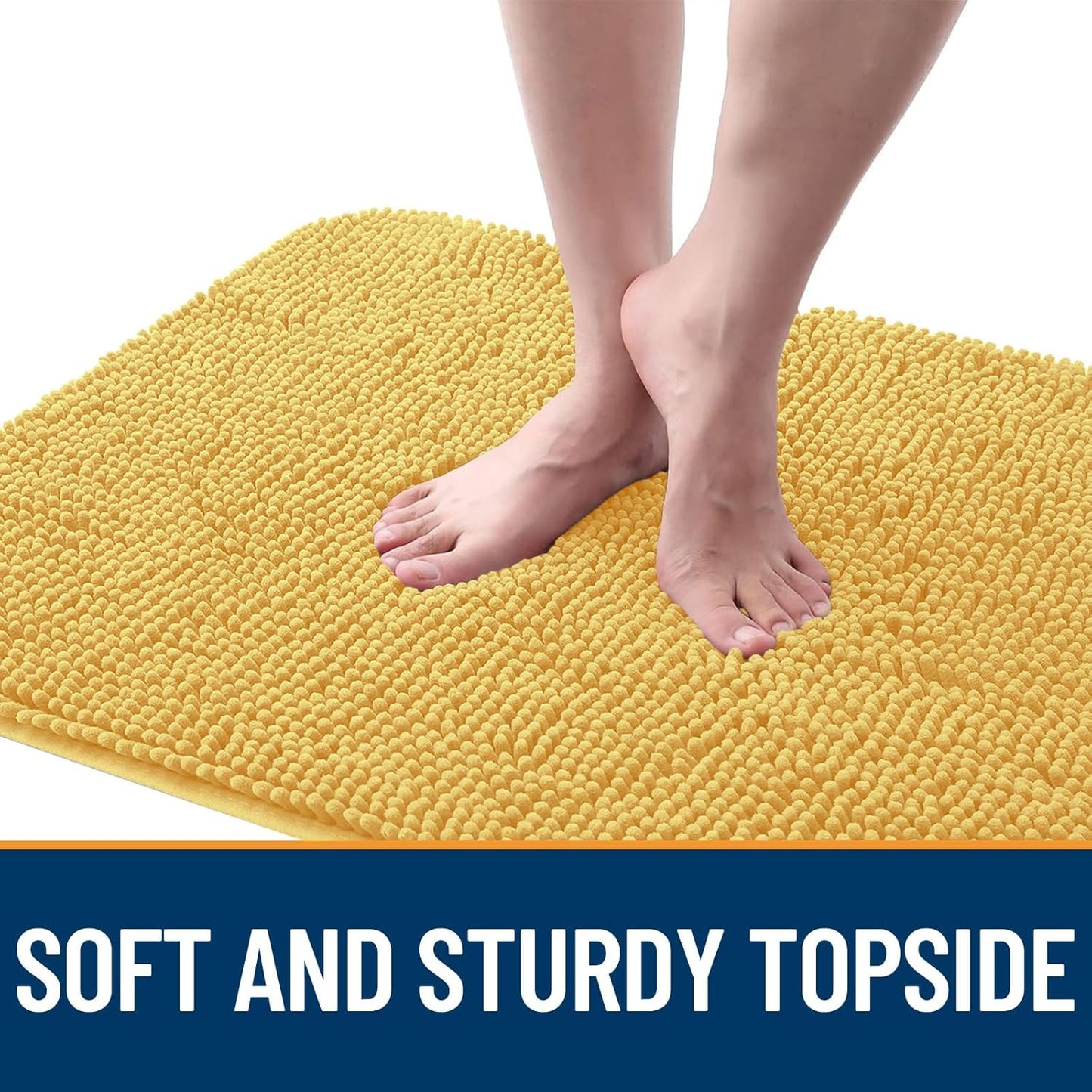 OLANLY Dog Door Mat - Absorbent Non-Slip Chenille Mat for Muddy Paws | 54x24 Inches, Quick Dry, Yellow