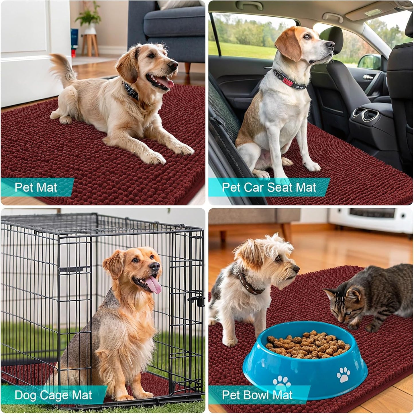 OLANLY Dog Door Mat - Absorbent Non-Slip Washable Doormat for Muddy Paws | 59x20 Caramel Russet