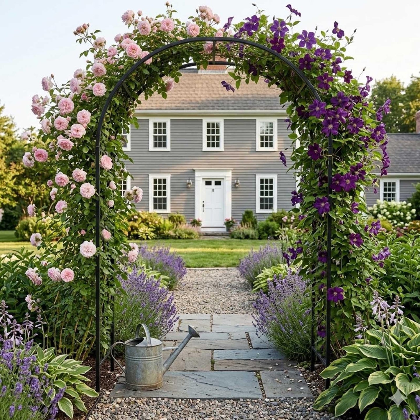 Metal Garden Arch Trellis for Climbing Plants, 4.6ft 7.8ft 10ft Outdoor Archway Arbor Stand for Roses, Cucumber Vines Frame for Raised Bed, Patio Backyard Wedding Decoration(Black,W7.87ft*H7.22ft)