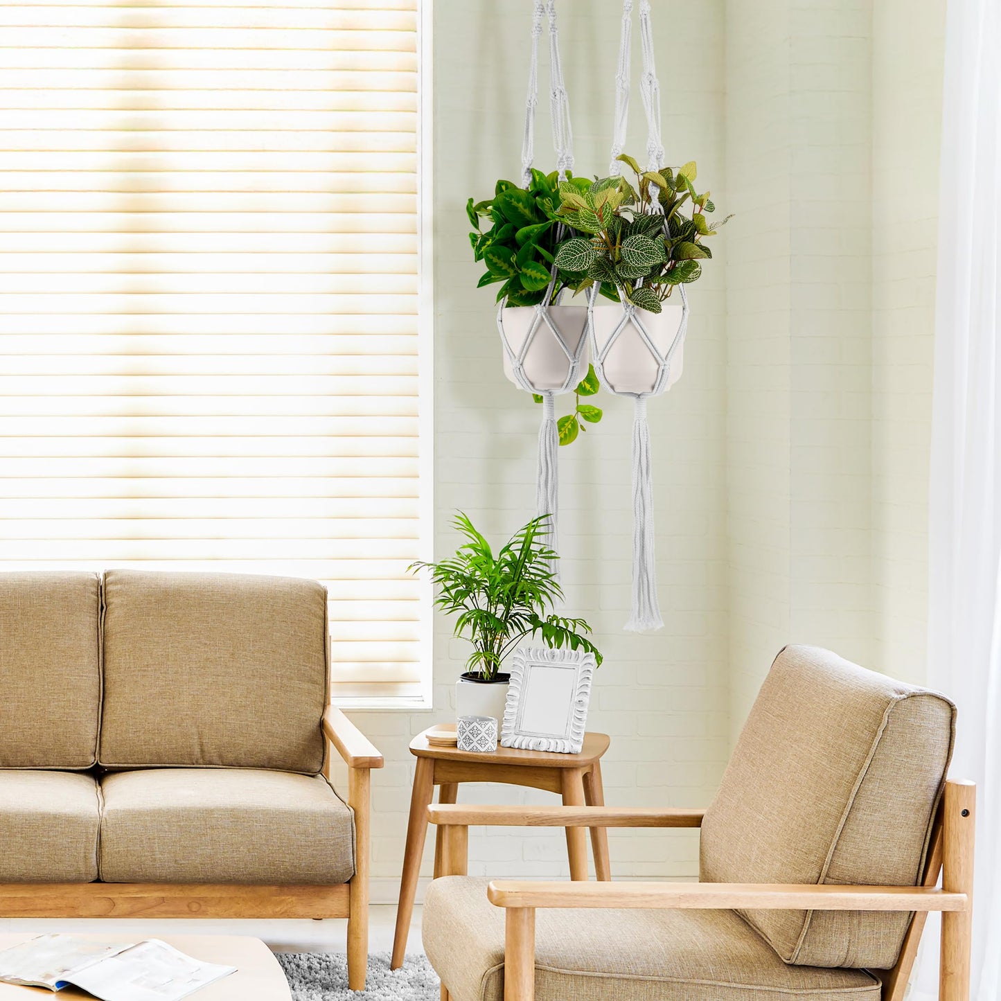 Sorbus Macrame Plant Hanger [4 Pack] Indoor Outdoor Hanging Plant Pots Cotton Rope, Elegant for Home, Patio, Garden
