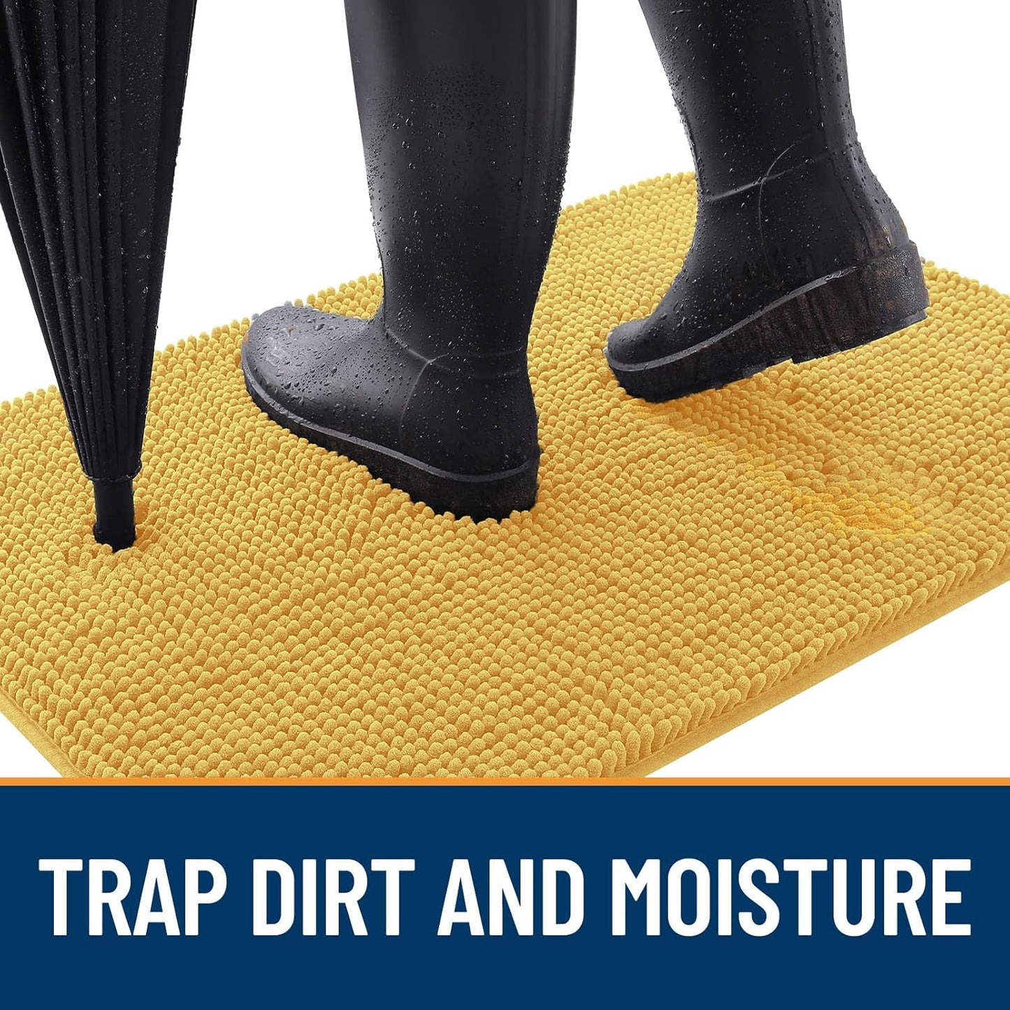 OLANLY Dog Door Mat - Absorbent Non-Slip Chenille Mat for Muddy Paws | 59x35 Inches, Quick Dry, Yellow