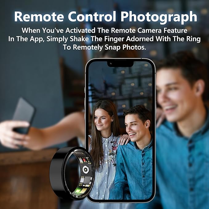 Smart Health Ring for Women Men Fitness Tracker with Heart Rate, Blood Oxygen, Blood Pressure, Sleep Monitoring, Step Counting, IP68 Waterproof for iPhone and Android, No APP Fee, Black 14