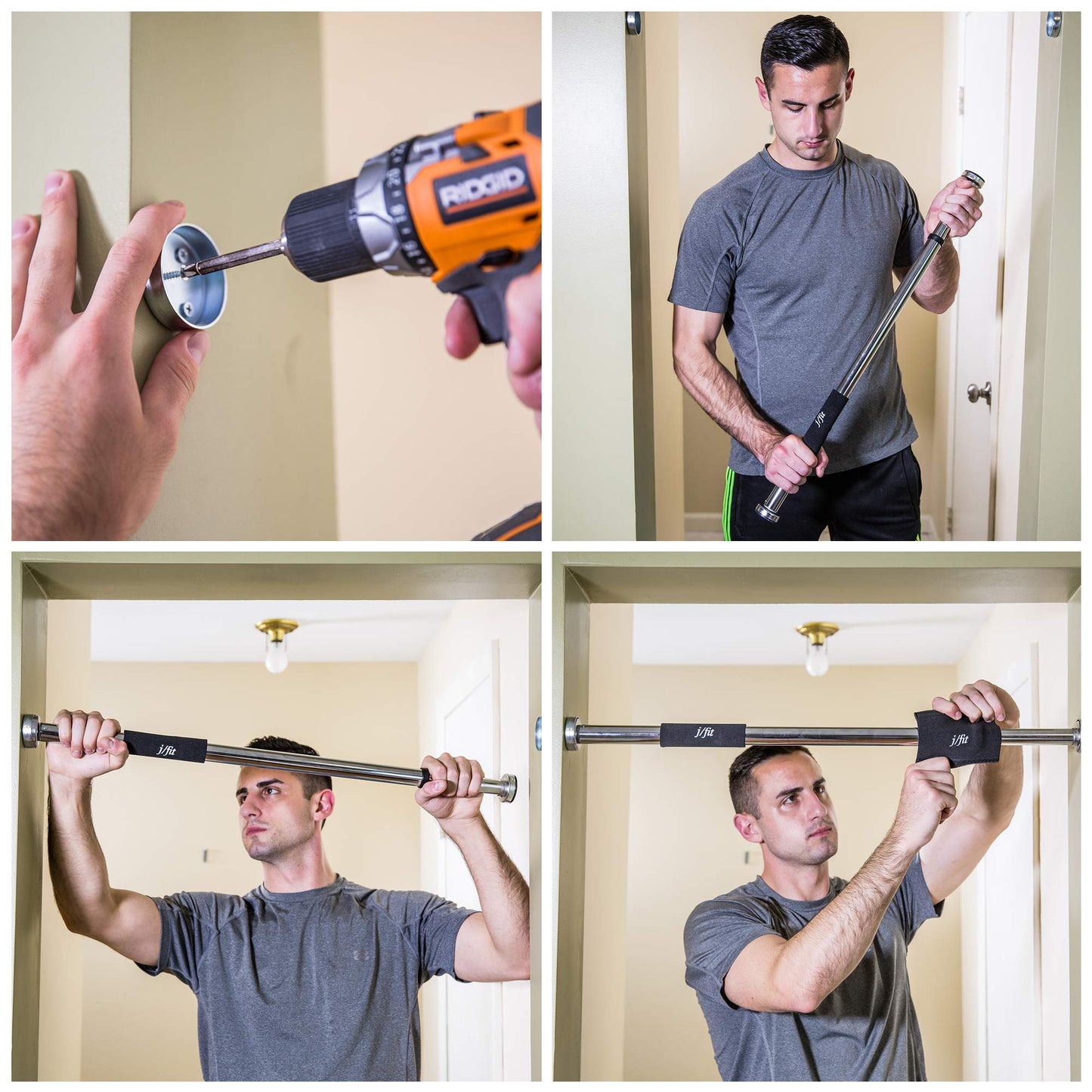JFIT Deluxe Multi Exercise Doorway Pull-Up Bar with Comfort Grips, 40-Inch